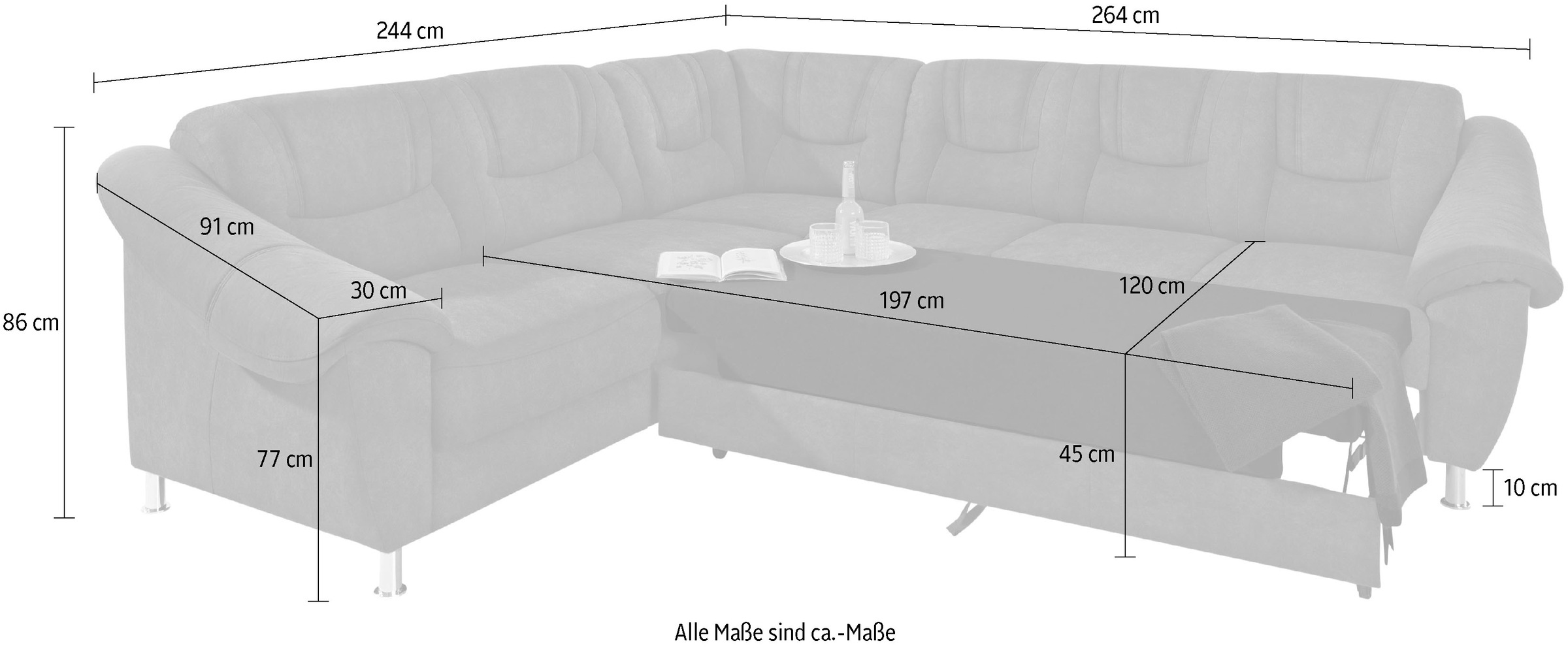 sit&more Ecksofa »Salsa L-Form«, mit Federkern, wahlweise mit Bettfunktion