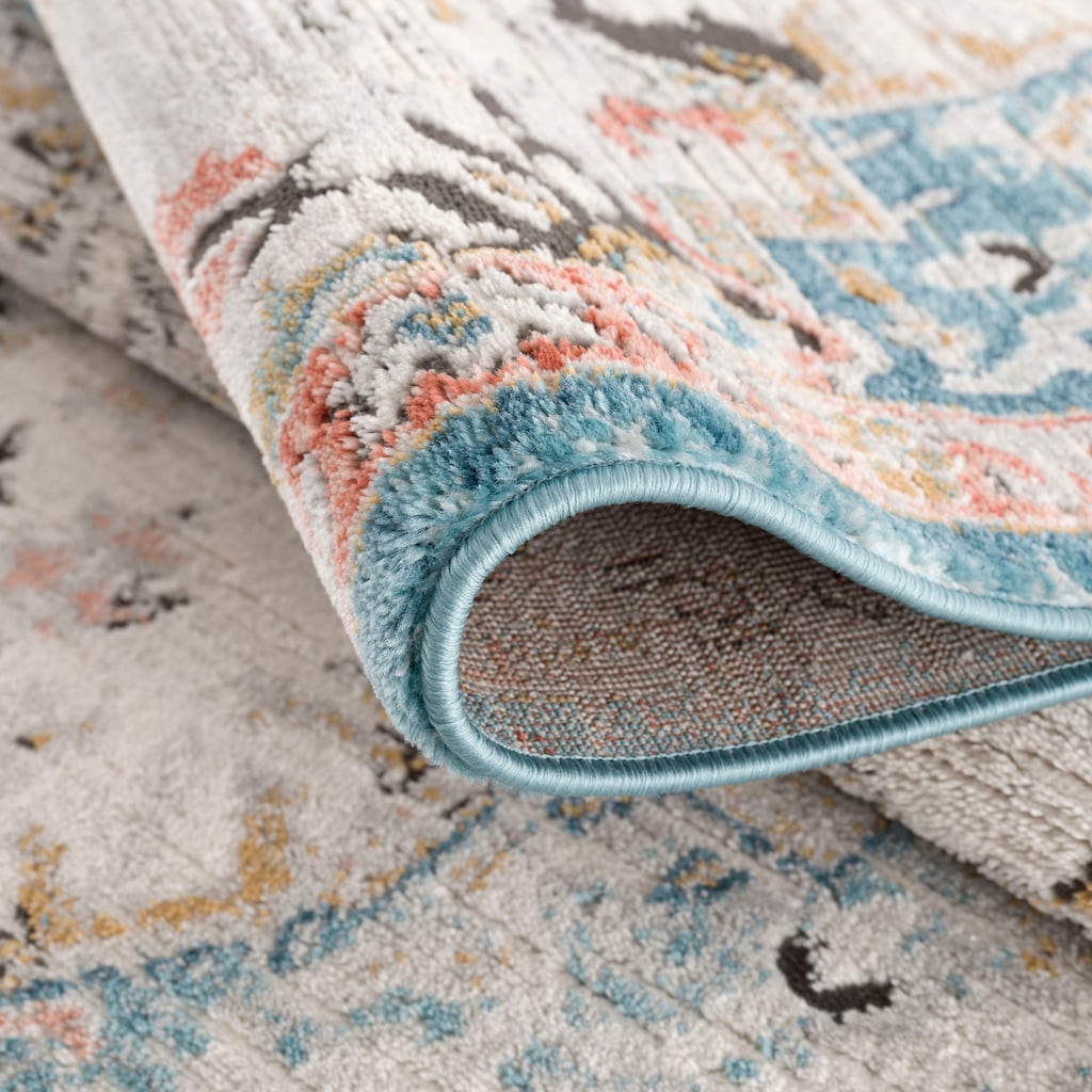 Carpet City Teppich »Novel 8627«, rechteckig, 11 mm Höhe, Vintage-Teppich mit Fransen, Used-Look, Multicolor, Wohnzimmer, Schlafzimmer