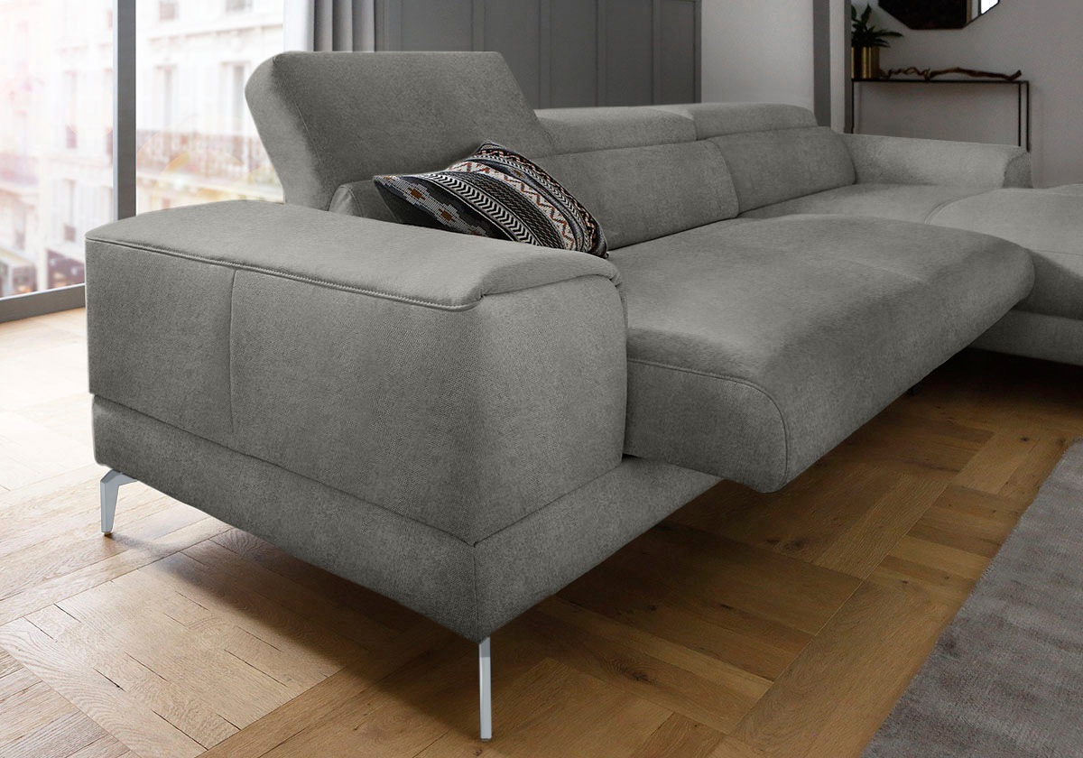 W.SCHILLIG Ecksofa »piedroo, Designsofa mit tollem Sitzkomfort, bequem und elegant, L-Form«, Kopfteilverstellung, wahlweise mit Sitztiefenverstellung, Breite 303cm
