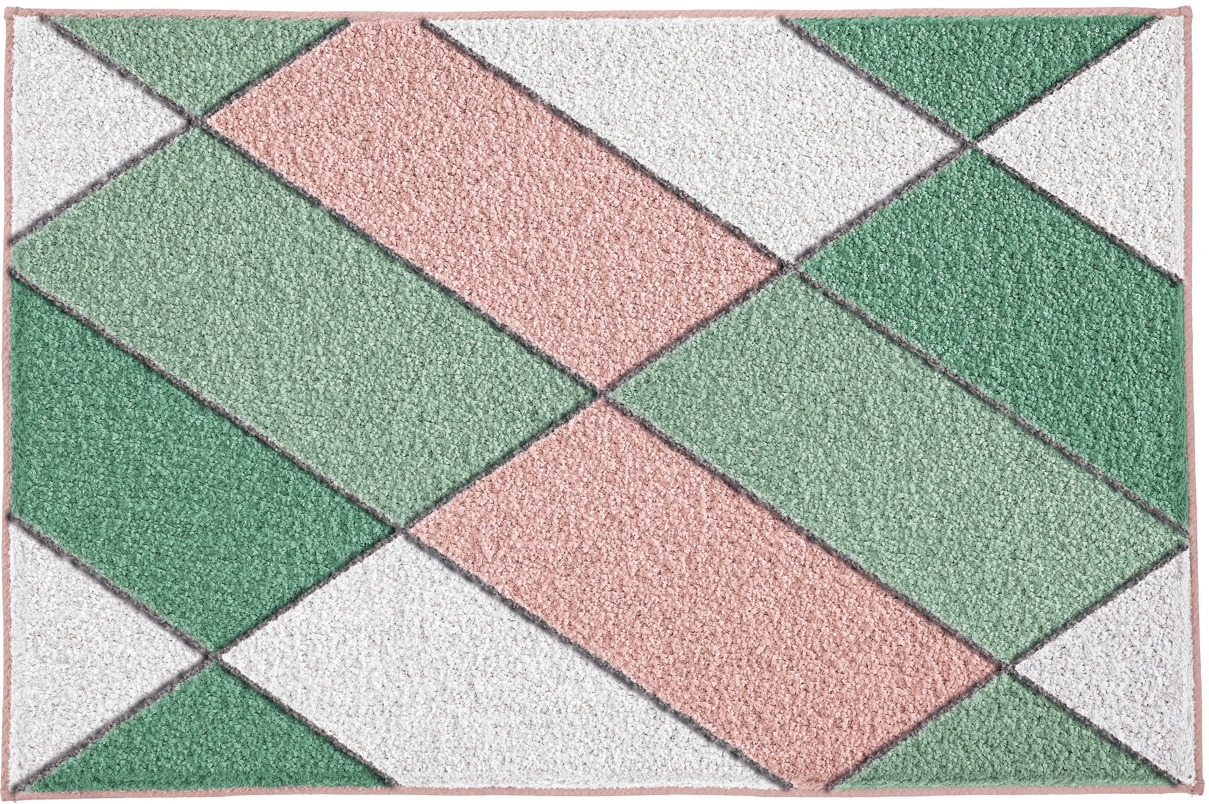Kleine Wolke Badematte »Ayana«, rutschhemmend beschichtet, fußbodenheizungsgeeignet, Badteppich, modernes Rauten Design, leichter Hoch-Tief Effekt