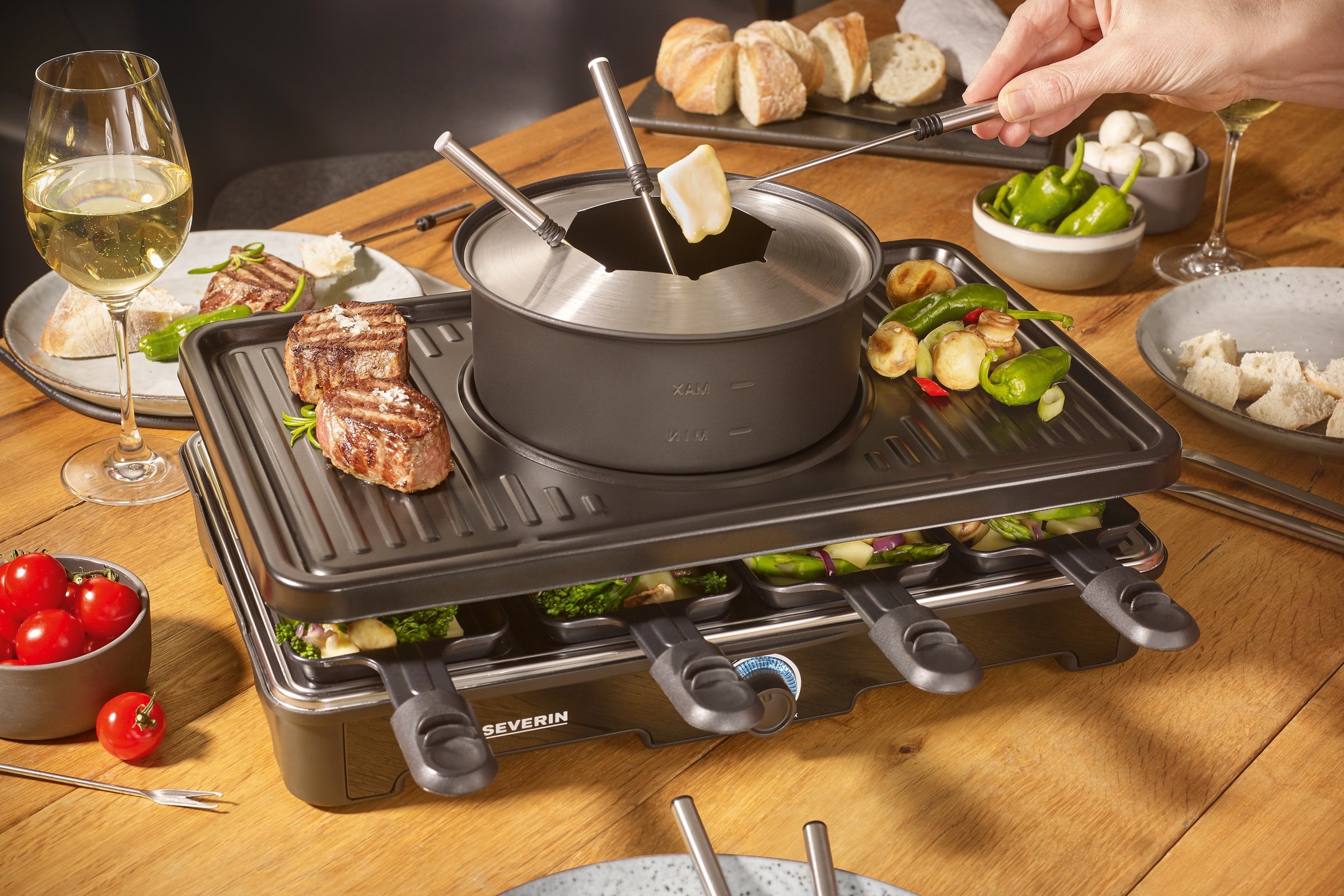 Severin Raclette und Fondue-Set »RG 2347«, 8 St. Raclettepfännchen, 1400 W