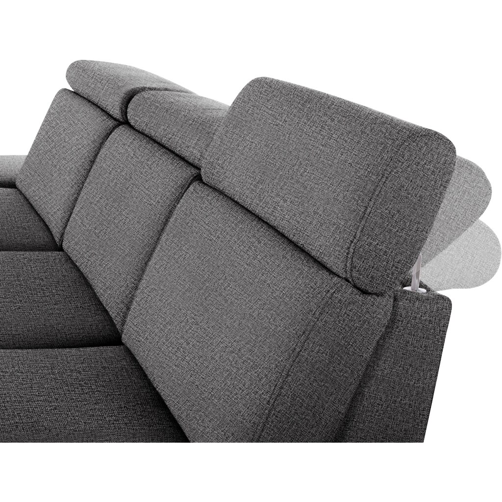 sit&more Ecksofa »Brisbane L-Form«, Fußhöhe 12 cm, inklusive Sitztiefen-, Armteil- und Kopfteilverstellung