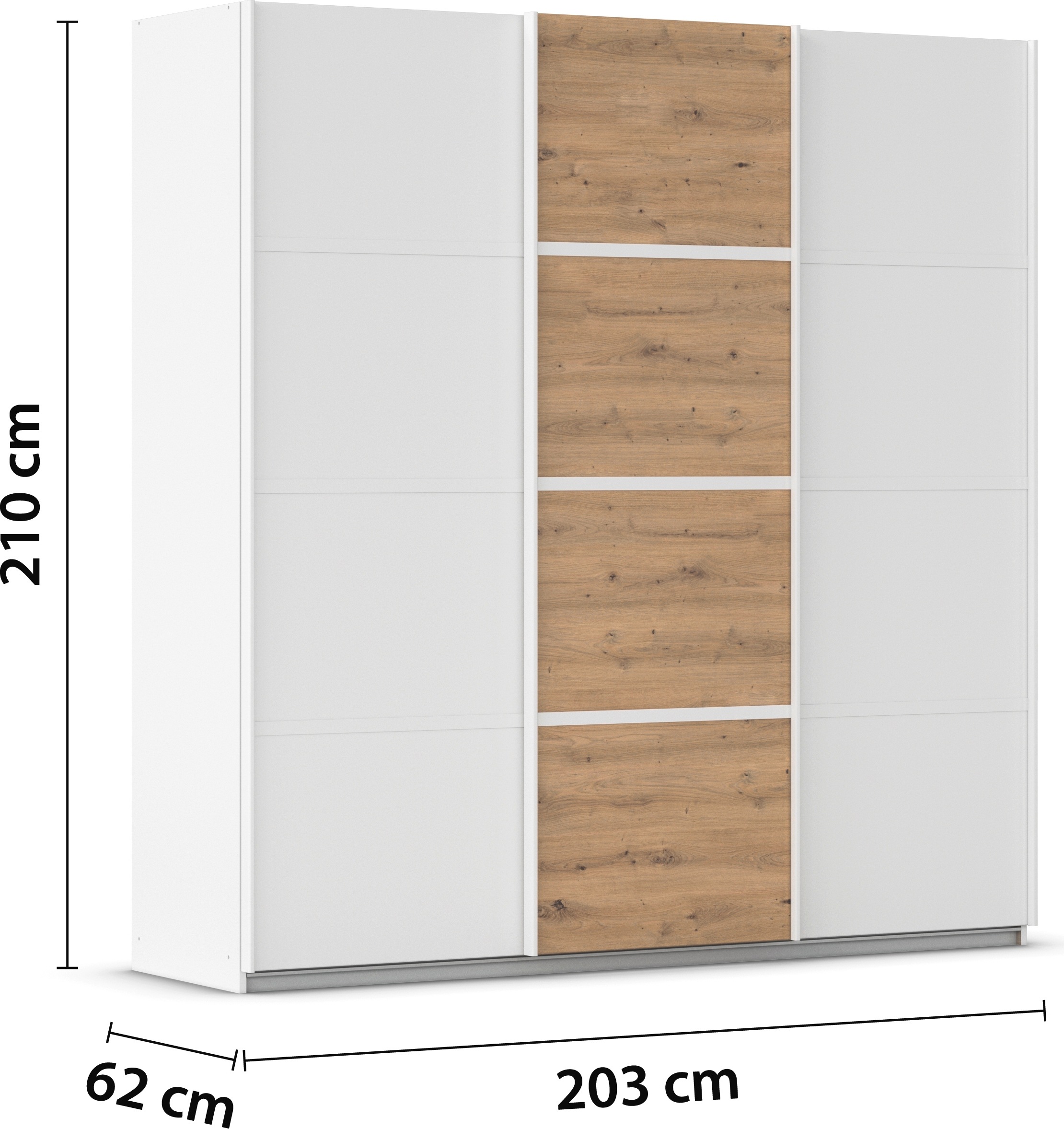 rauch Kleiderschrank »Schwebetürenschrank OTTO´s Choice Garderobe Schrank TOP ANGEBOT Avola«, (in 3 verschiedenen Ausstattungen BASIC/CLASSIC/PREMIUM), mit eleganten Zierleisten in Chrom, Schwarz oder Weiß MADE IN GERMANY