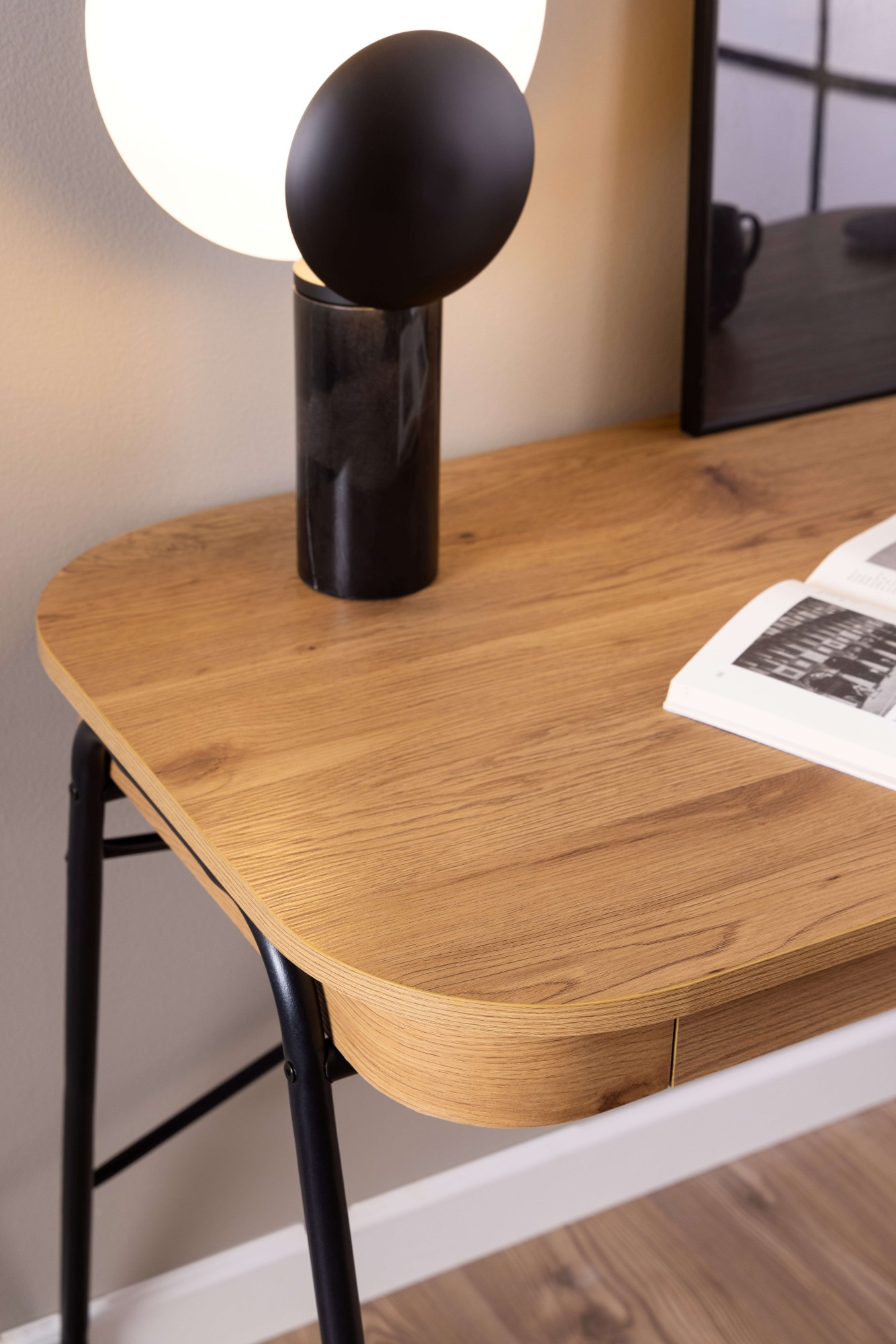 ACTONA GROUP Arbeitstisch »Blueton«, Schreibtisch, 2 Schubladen, Wildeiche rau Papier, 120x60x75 cm