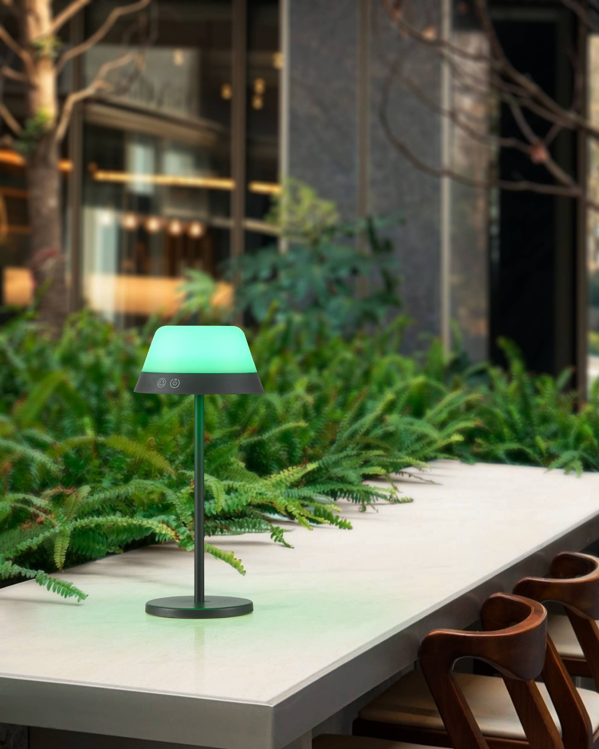 EGLO Tischleuchte »Meggiano Tischlampe, kabellos, aufhängbarer Lampenschirm, IP54, Lampe« LED-Modul 1 Stk. RGB | Warmweiß Tischleuchte - H32 x Ø15 cm - grau - 1X1,5W;1X0,8W inkl.