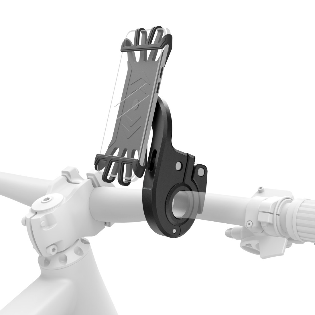 Hama Smartphone-Halterung »Handyhalterung für E-Bike, Silikon, stabiler Halt, drehbar, universal«, für Displaygröße 7-8 x 15-17 cm, einfache Montage, rutschfest, schmal