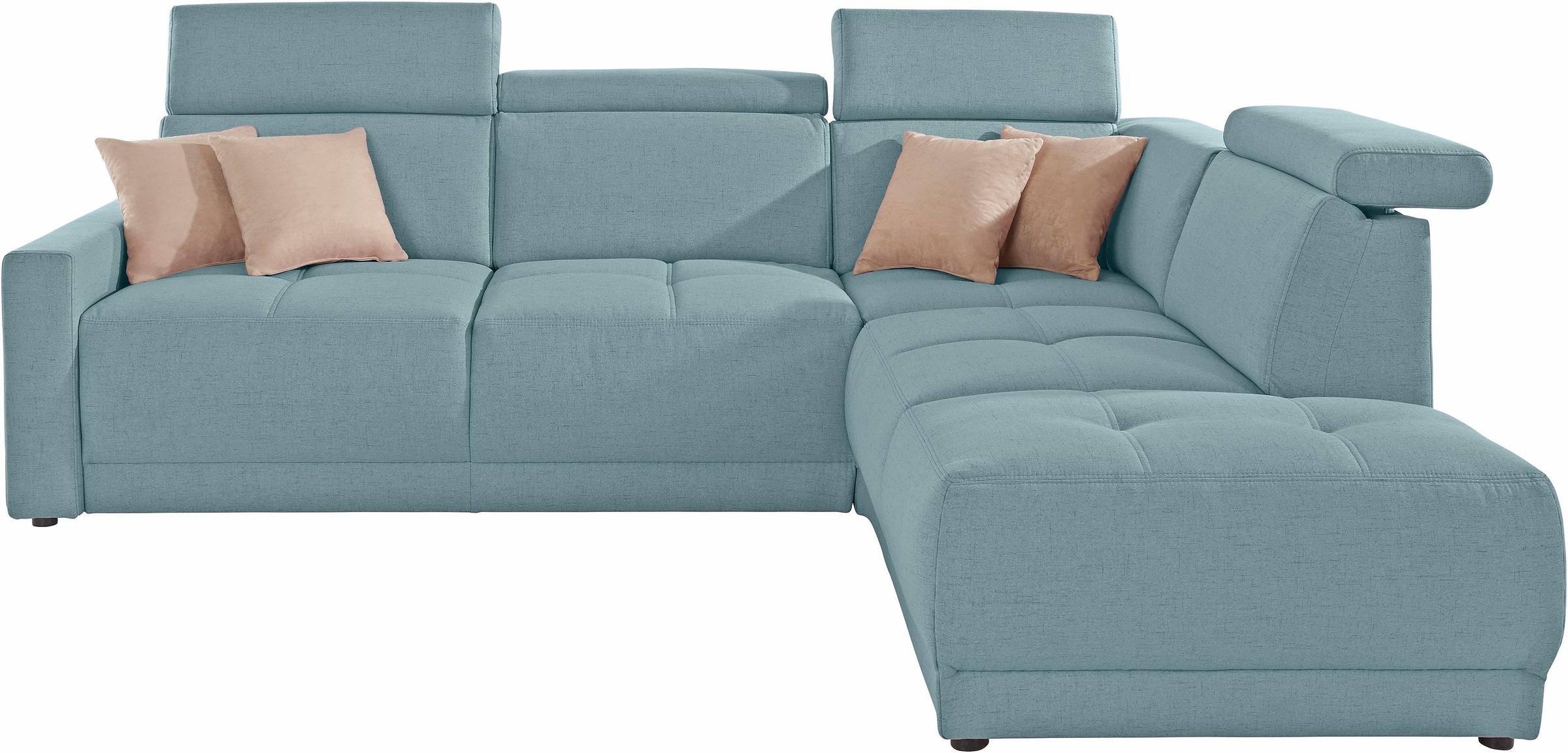 DOMO collection Ecksofa »Ava, moderne Sitzheftung mit toller Doppelnaht, komfortabel, L-Form«, mit Ottomane, inkl. Federkern, wahlweise mit Kopfteilverstellungen