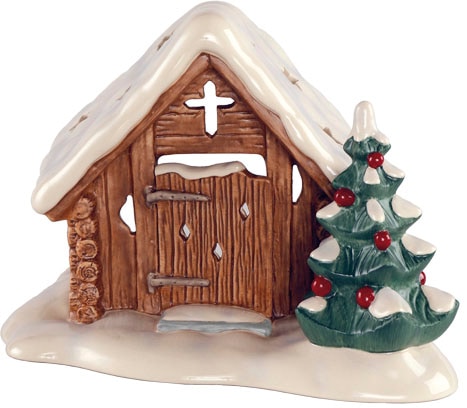 Teelichthalter (1 mit Sammlerfigur, 16,5 ca. cm, aus Teelicht Baum, Weihnachtsdeko inkl. St.), »Waldkapelle, kaufen Weihnachtsfigur Goebel 1x Höhe Steingut«,