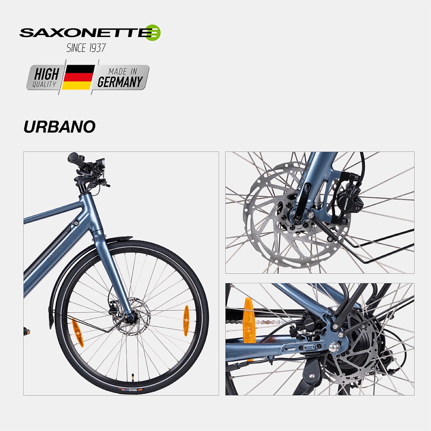SAXONETTE »SAXONETTE E-Bike Cityrad URBANO« 7 Gang Shimano Kettenschaltung Heckmotor 250 W Packung,  (mit integr. Akku), Elektrofahrrad für Alltag und Einkauf