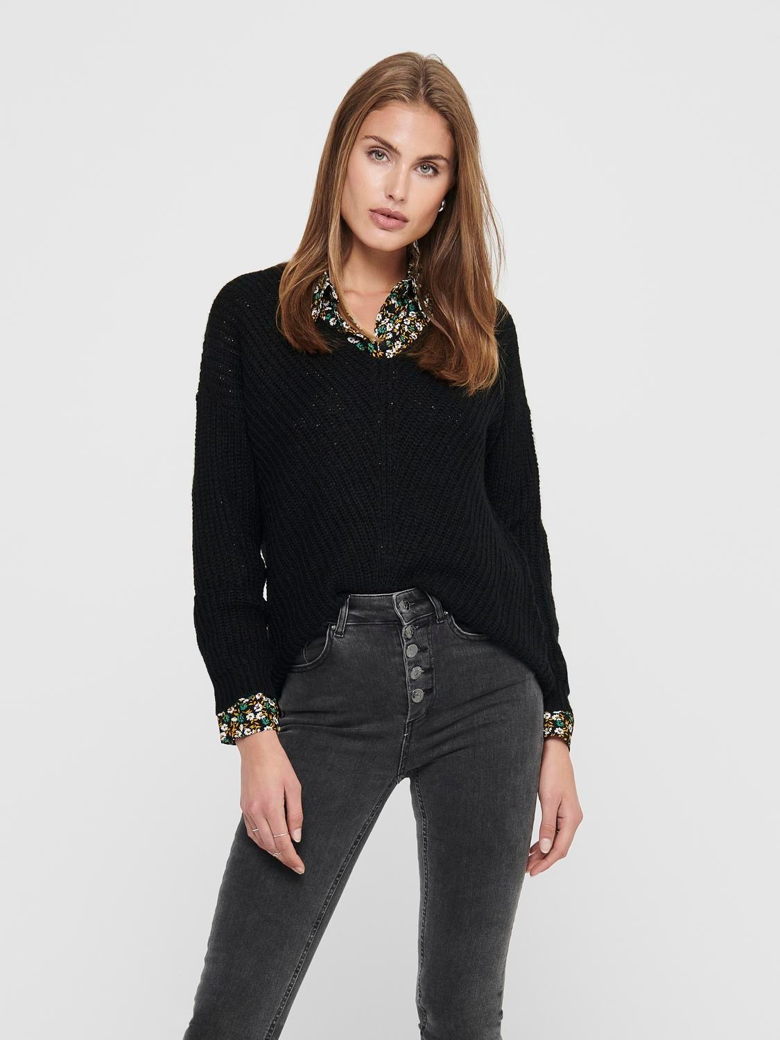 Strickpullover NEW MEGAN L/S PULLOVER KNT NOOS, Gr. L (40), Black