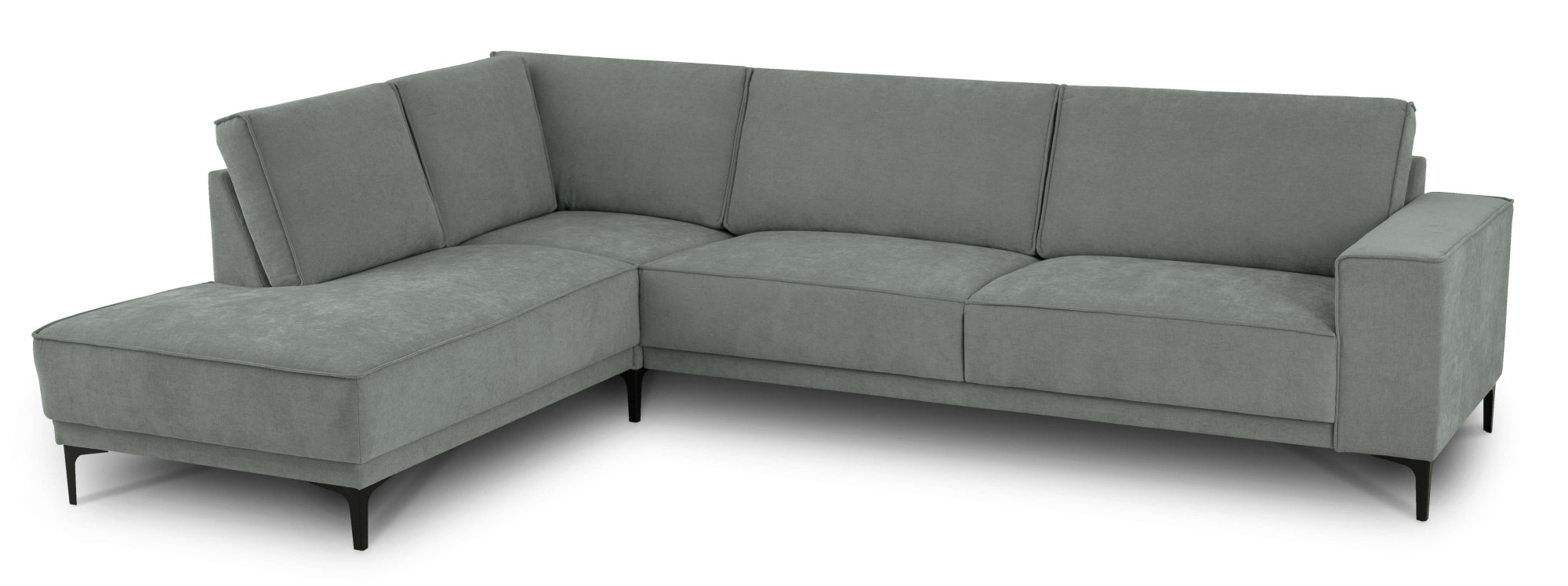 Places of Style Ecksofa »Polsterecke Oland, Struktur, Flachgewebe, Luxus-Microfaser, Boucle«, L-Form, 289 cm, Wellenunterfederung, Skandi-Design, Metallfüße