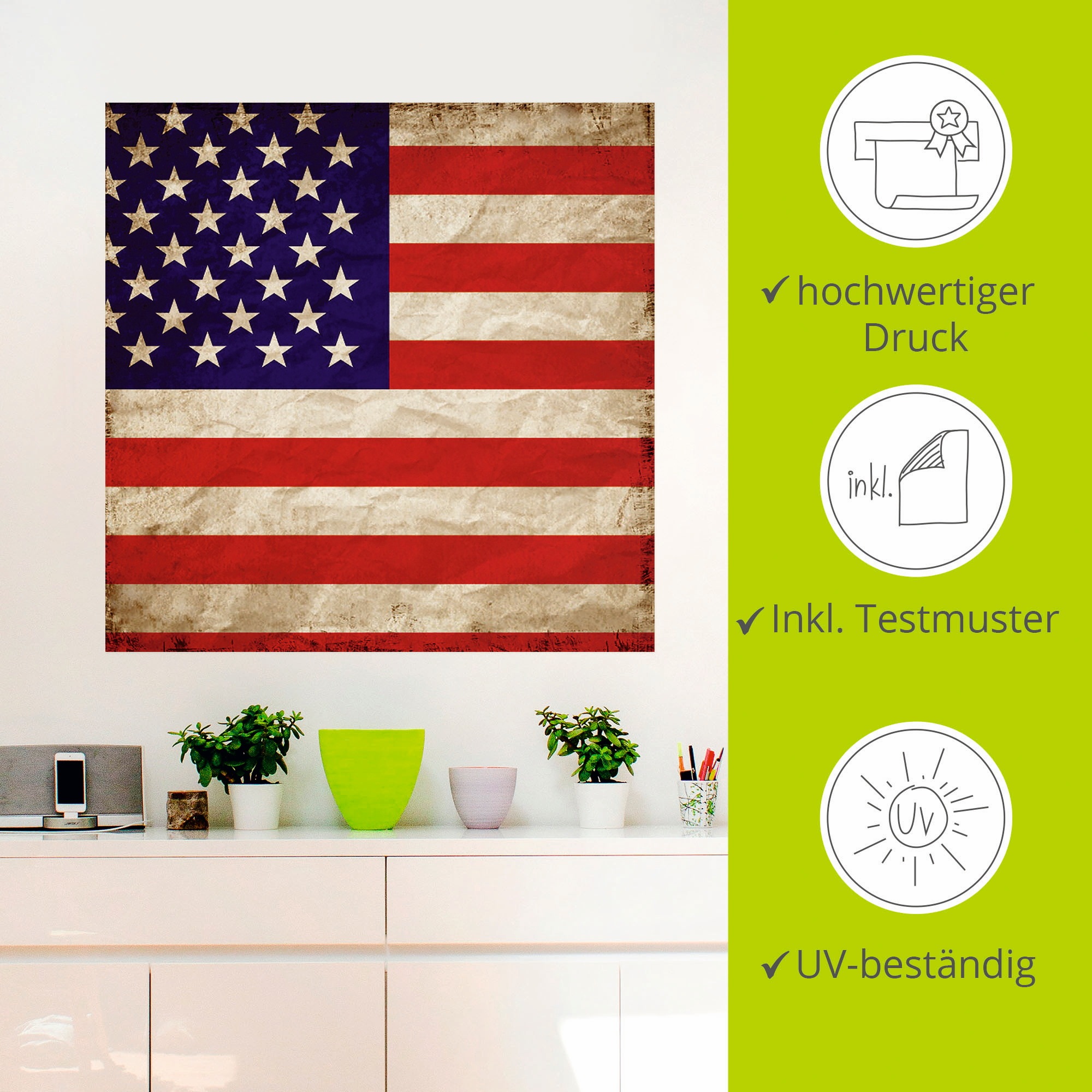 Artland Wandfolie »USA Amerikanische Flagge«, Zeichen, (1 St.), selbstklebend