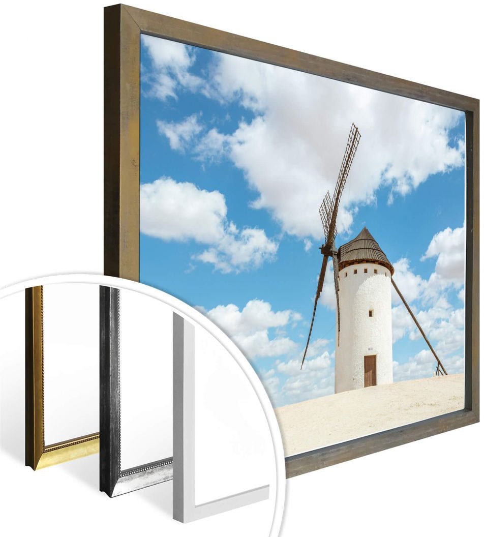 bei online »Windmühlen Wall-Art Quijote (1 Don Poster Poster, Bild, Wandposter Gebäude, Wandbild, St.), Spanien«,