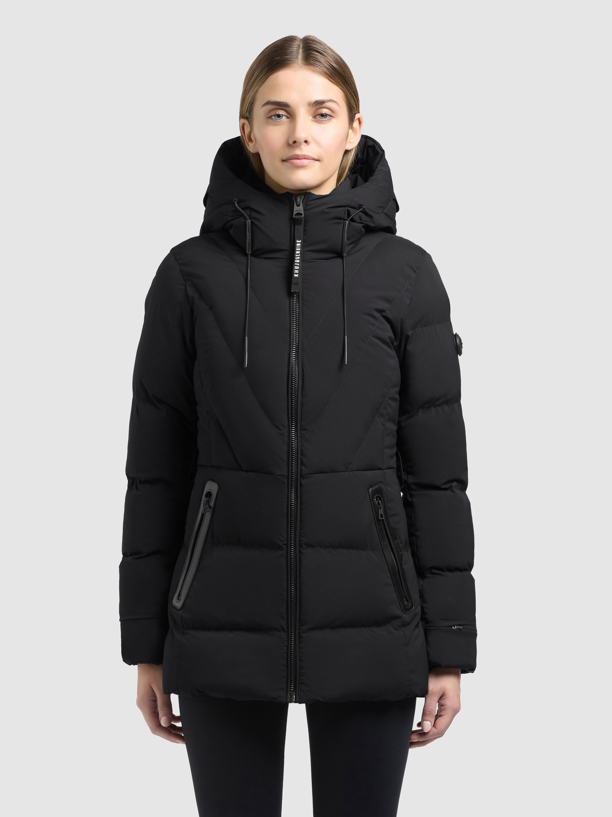 khujo Steppjacke »RABB2« mit Kapuze Applikationen aus Kunstleder