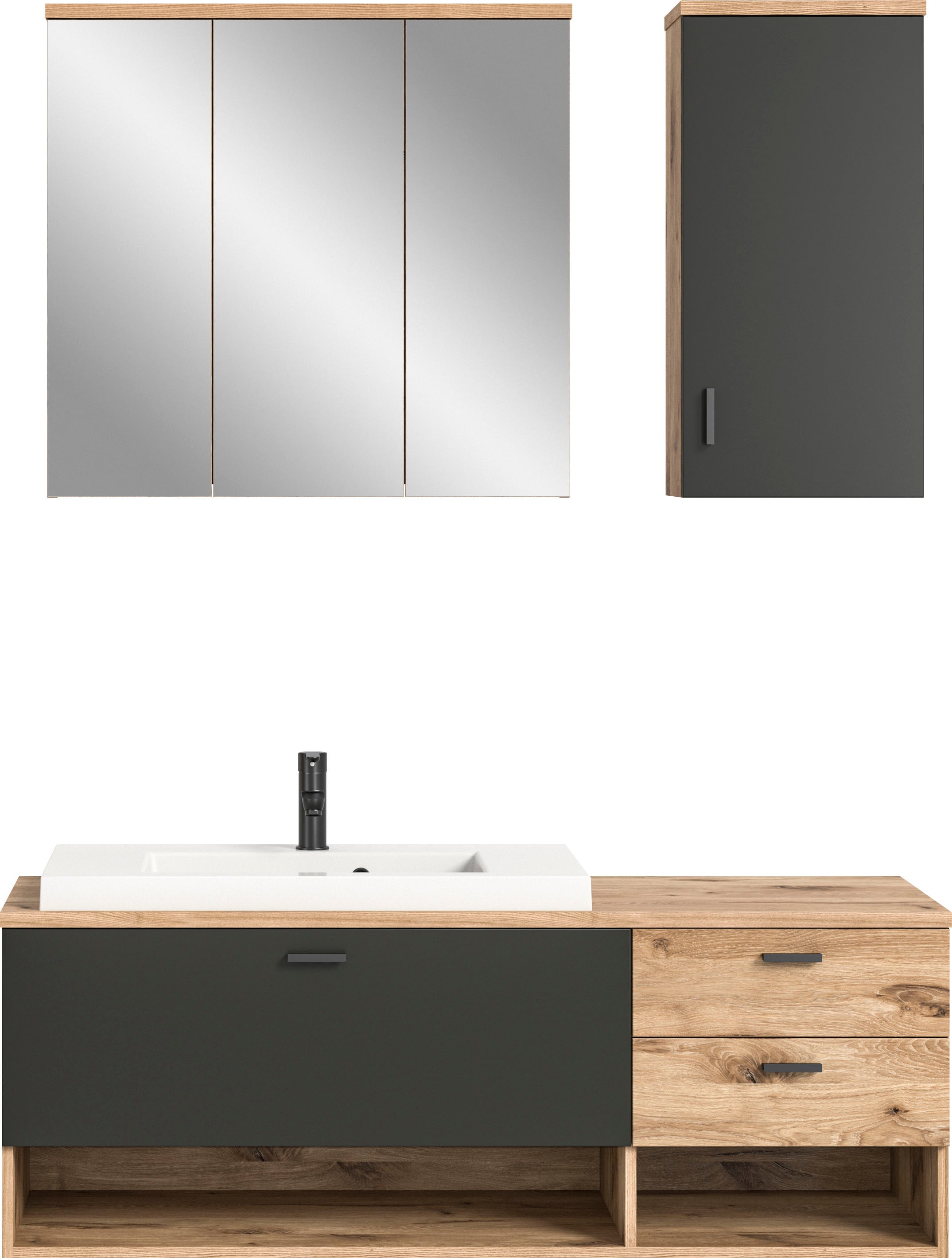 welltime Badmöbel-Set »Dolo, 3 teilig, inklusive Mineralguss-Waschbecken, b günstig online kaufen