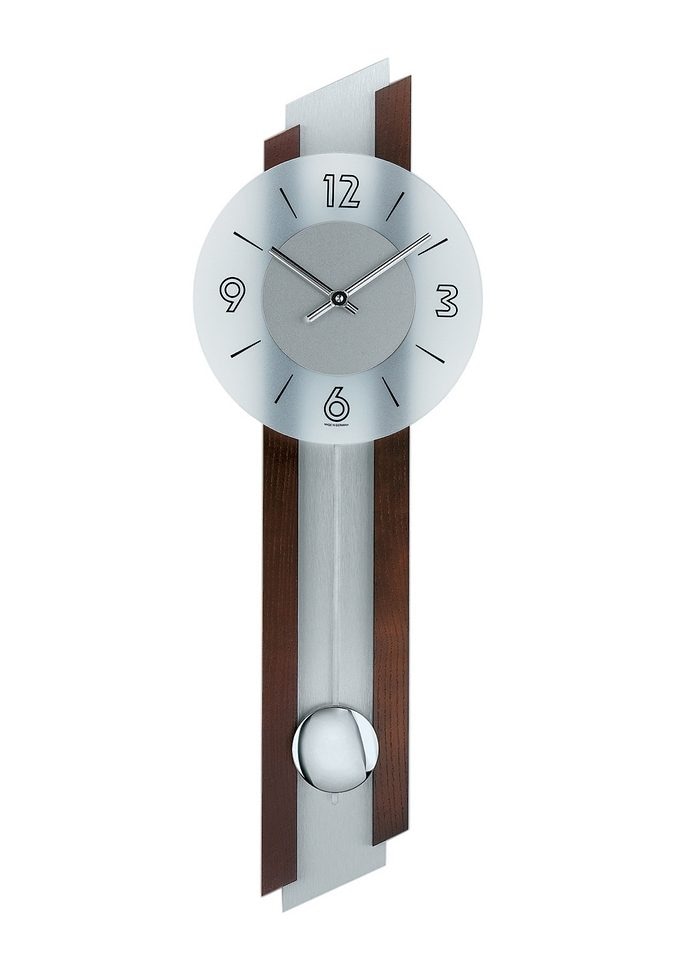 AMS Pendelwanduhr »W7207/1«, Quarzuhr, Holzgehäuse, mit Chrompendel,Esszimm günstig online kaufen