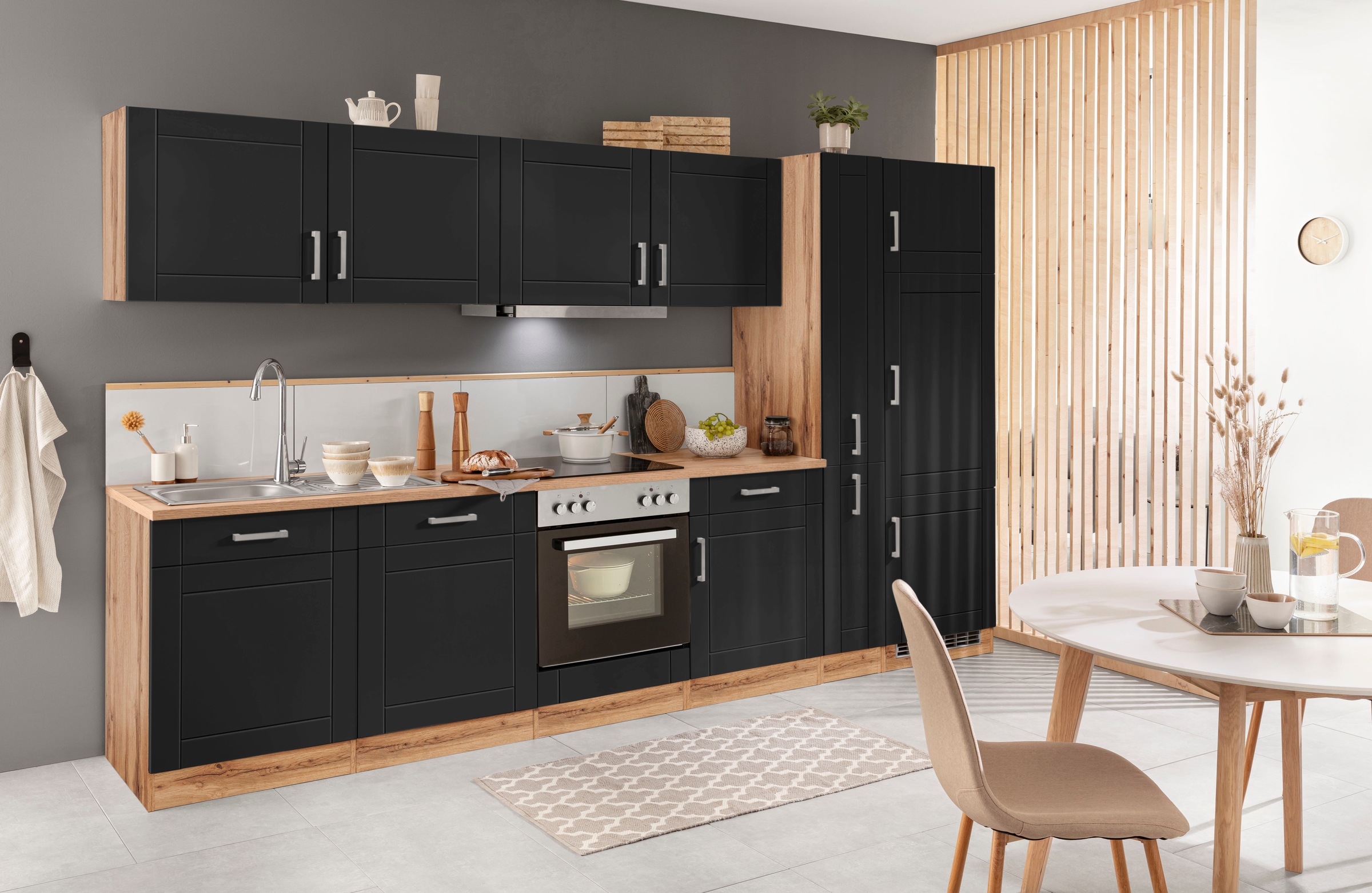 KOCHSTATION Küchenzeile »KS-Tinnum«, mit E-Geräten, Breite 330 cm