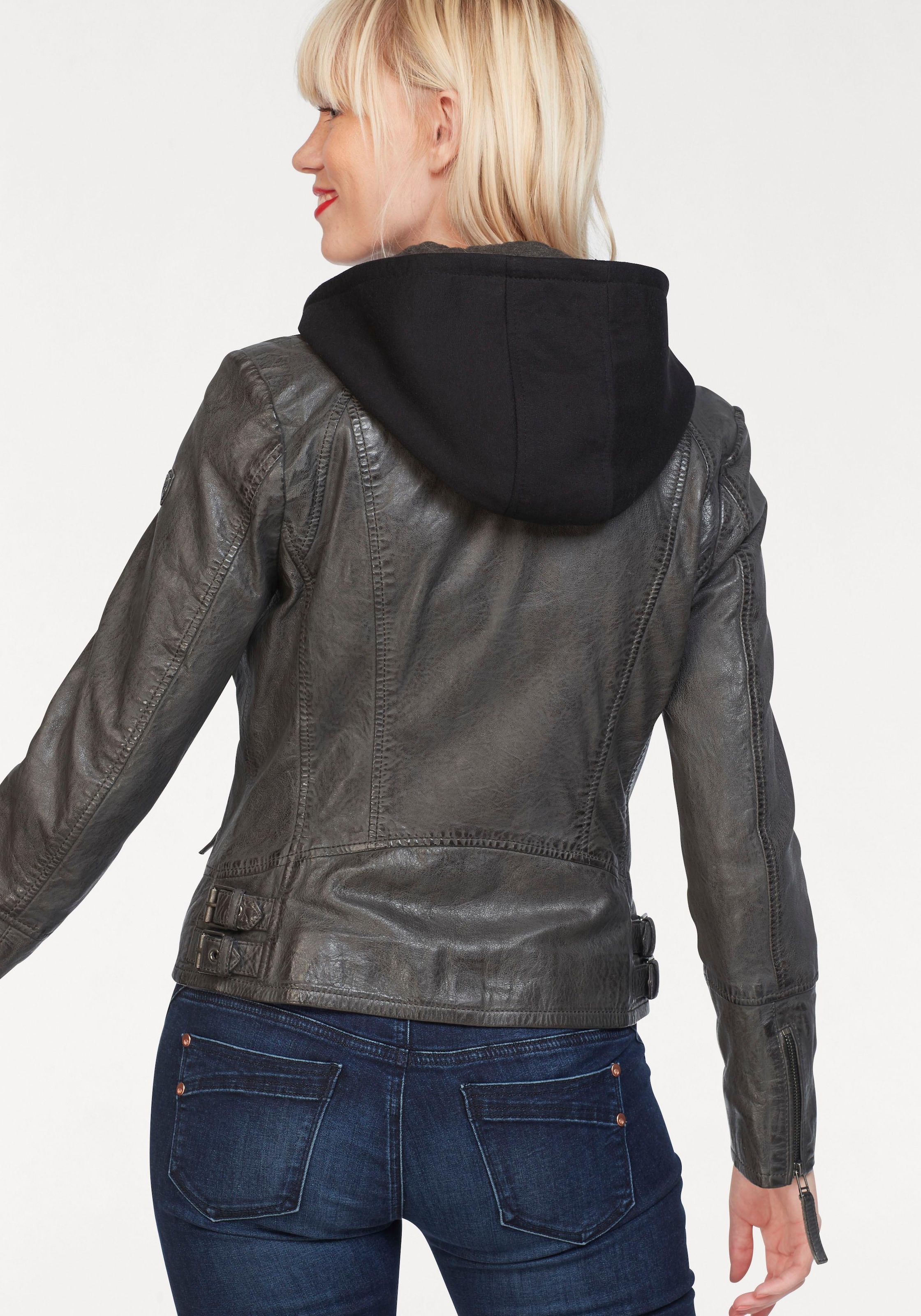 Mauritius Lederjacke »NOLA«, mit Kapuze, Two-in-One Style - mit abnehmbarer Jersey-Kapuze
