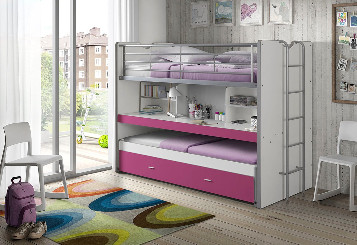 Vipack Hochbett »Bonny, Mit 3 Schlafgelegenheiten, Super Praktisch Im Kinderzimmer« B/H/T Ca. 222x161x102cm, Dekor Oberfläche, In Verschieden