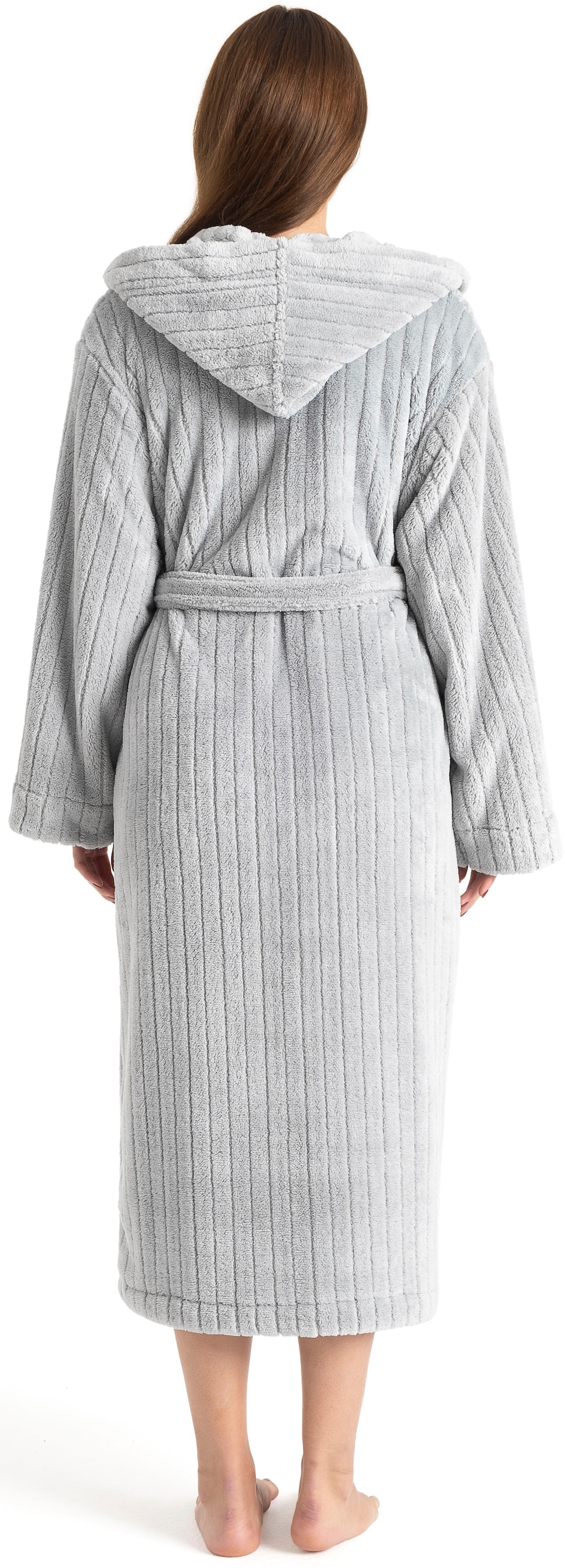 LeGer Home by Lena Gercke Unisex-Bademantel »Lovina gestreift, ideal für Sauna & Spa, Hotelbademantel, Morgenmantel« 1 Stk. Hoch-Tief, kuschelig weicher Fleece, plüsch, Damen und Herren, XS-3XL