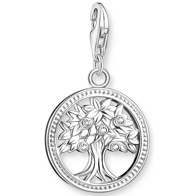 THOMAS SABO Charm-Einhänger »Lebensbaum« mit Zirkonia (synth.) silberfarben-weiß + weiß Bedeutender Charm-Anhänger mit Lebensbaum Motiv