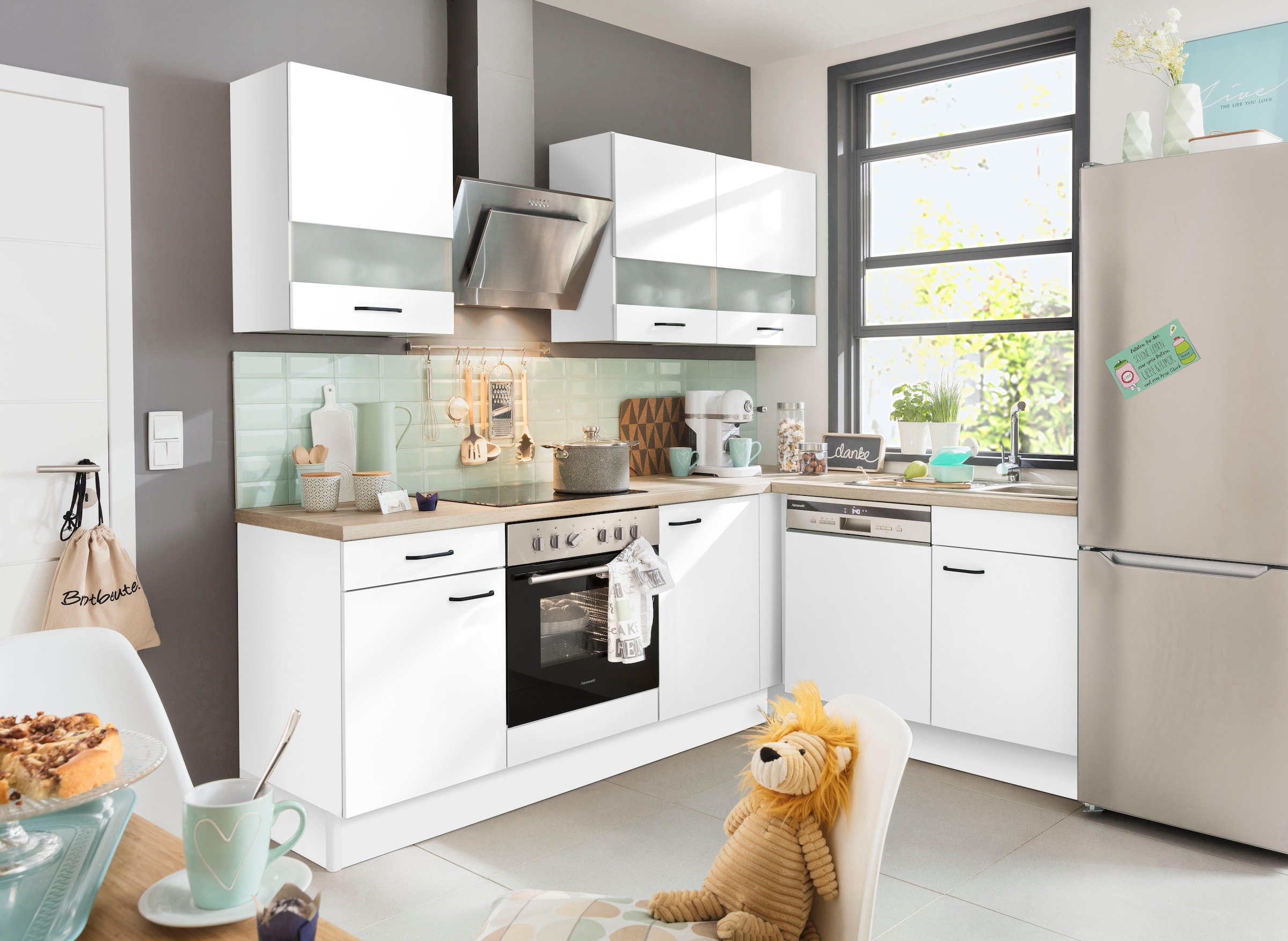 OPTIFIT Winkelküche »Elga« Premium-Küche, Soft-Close-Funktion, Vollauszug, Stellbreite 225x175cm