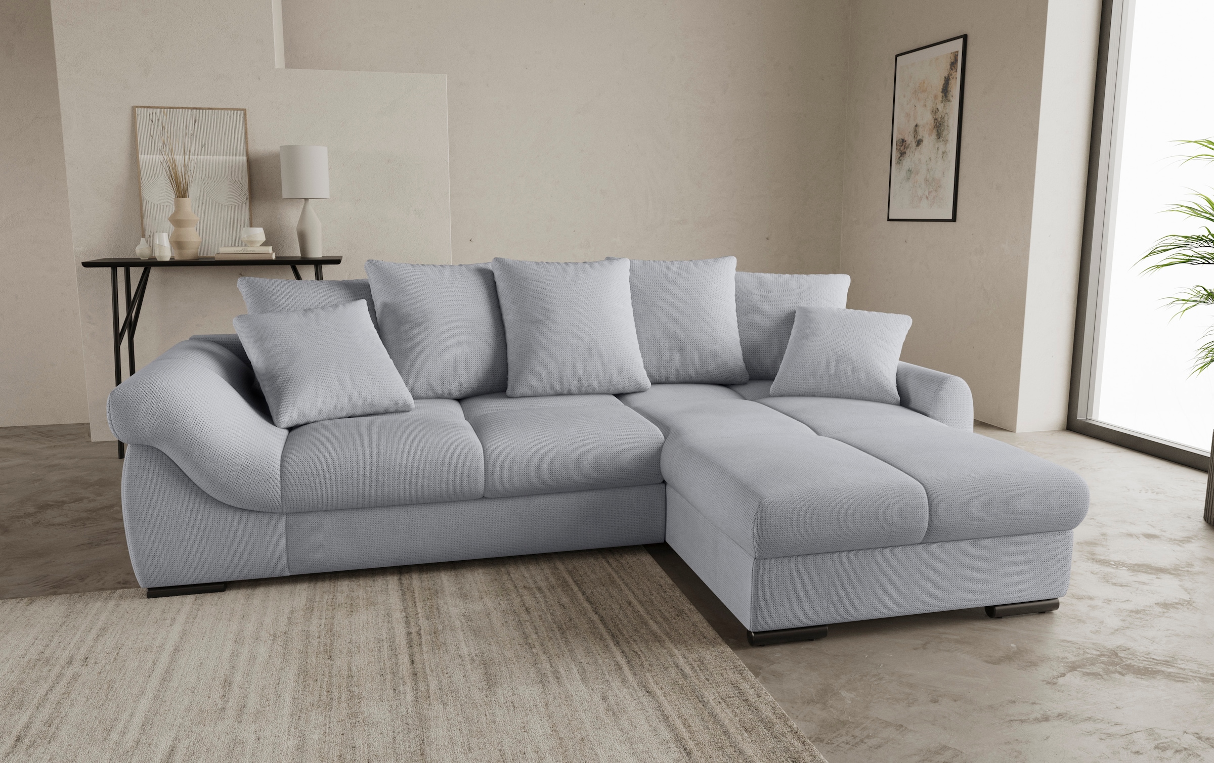 INOSIGN Ecksofa "Livorno", inkl. Hochschläfer-Bettauszug, XL-Bettkasten wei günstig online kaufen