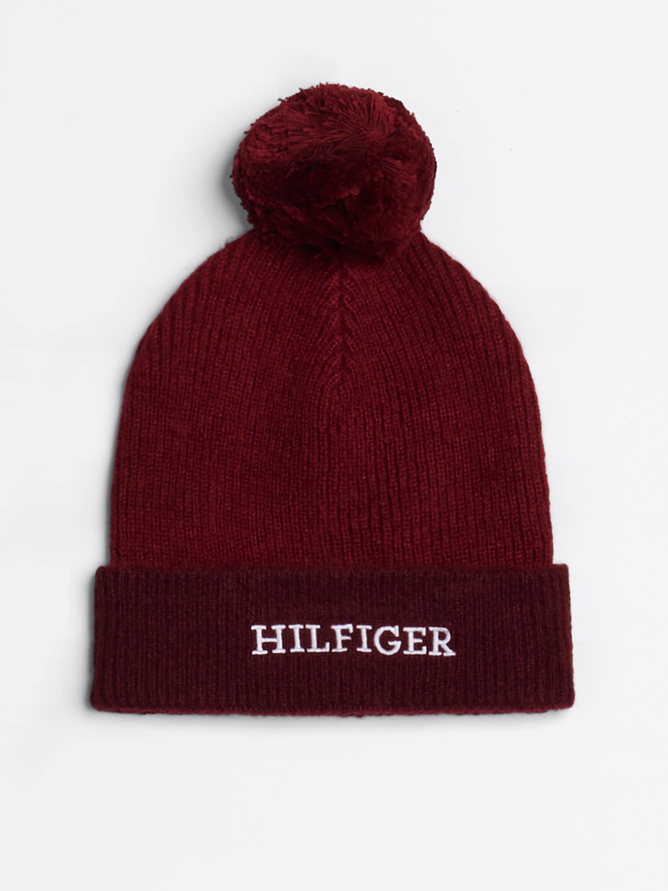 Tommy Hilfiger Bommelmütze »MONOTYPE POMPOM BEANIE«, mit gesticktem Logoschriftzug