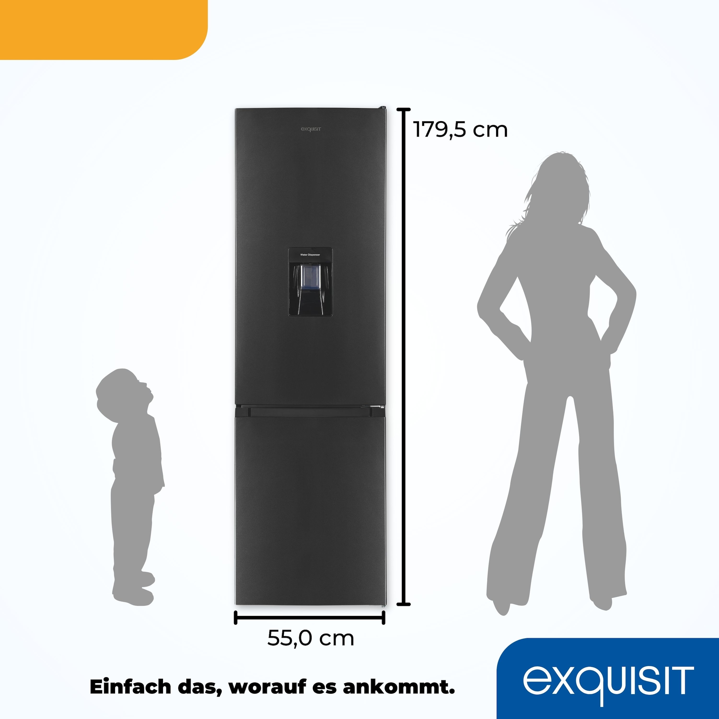 exquisit Kühl-/Gefrierkombination »KGC265-70-WS-040D weiss«, KGC265-70-WS-040D inoxlook-az, 179,5 cm hoch, 55 cm breit