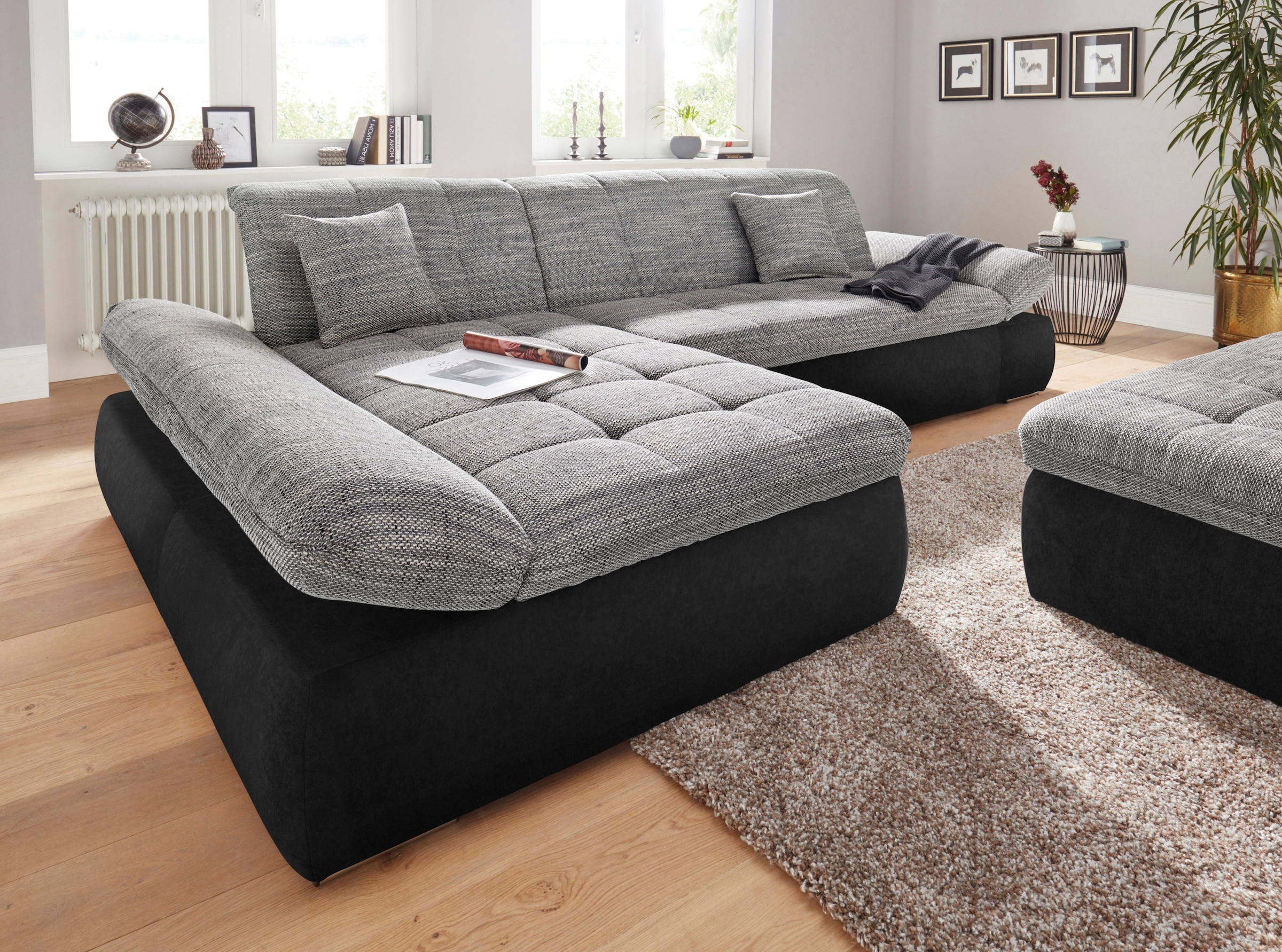 DOMO collection Ecksofa »PB Moric wahlweise mit Bettfunktion + Armteilverstellung, L-Form«, im XXL-Format, B/T/H:300/172/80 cm, feine Steppung