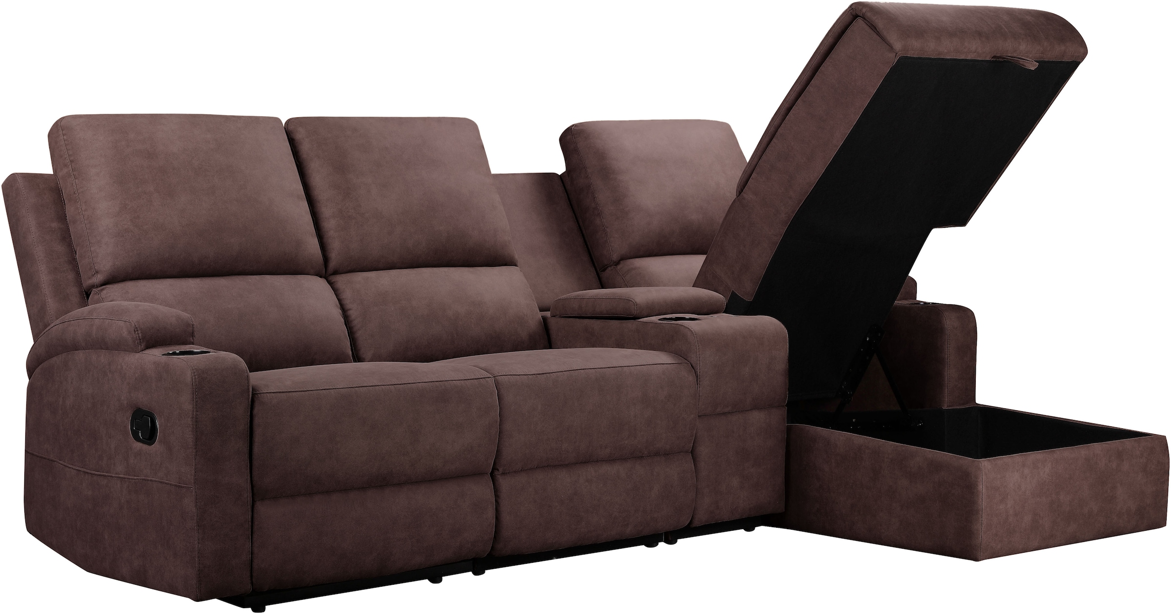 Home affaire Ecksofa »Napori Multimediasofa, 3er Kinosessel XXL, L-Form,«, Kinosofa mit Relaxfunktion, Getränkehalter, Staufach und Staukasten