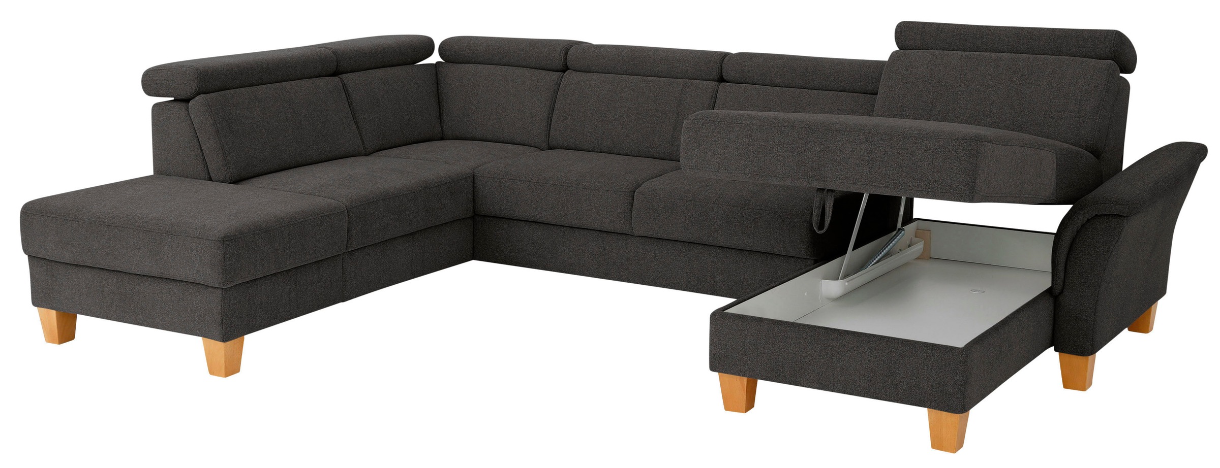 Home affaire Wohnlandschaft »Conville U-Form«, Kopfteilverstellung wahlweise mit Bettfunktion und Bettkasten