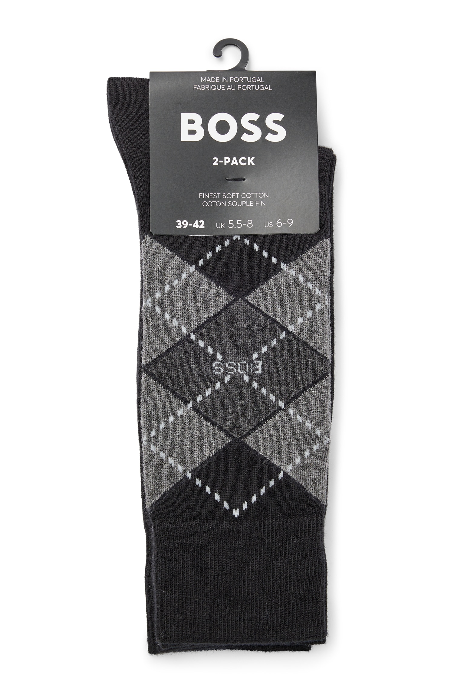 BOSS Socken »2P RS Argyle CC«, (Packung, 2 Paar, 2er Pack), mit BOSS Schriftzug