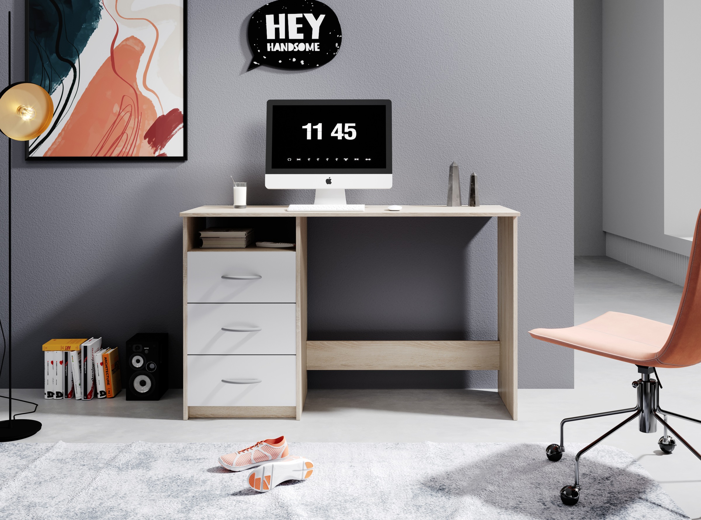 BEGA OFFICE Schreibtisch »Adria, Computertisch,«, Schubkästen rechts oder links montierbar, Breite 123 cm