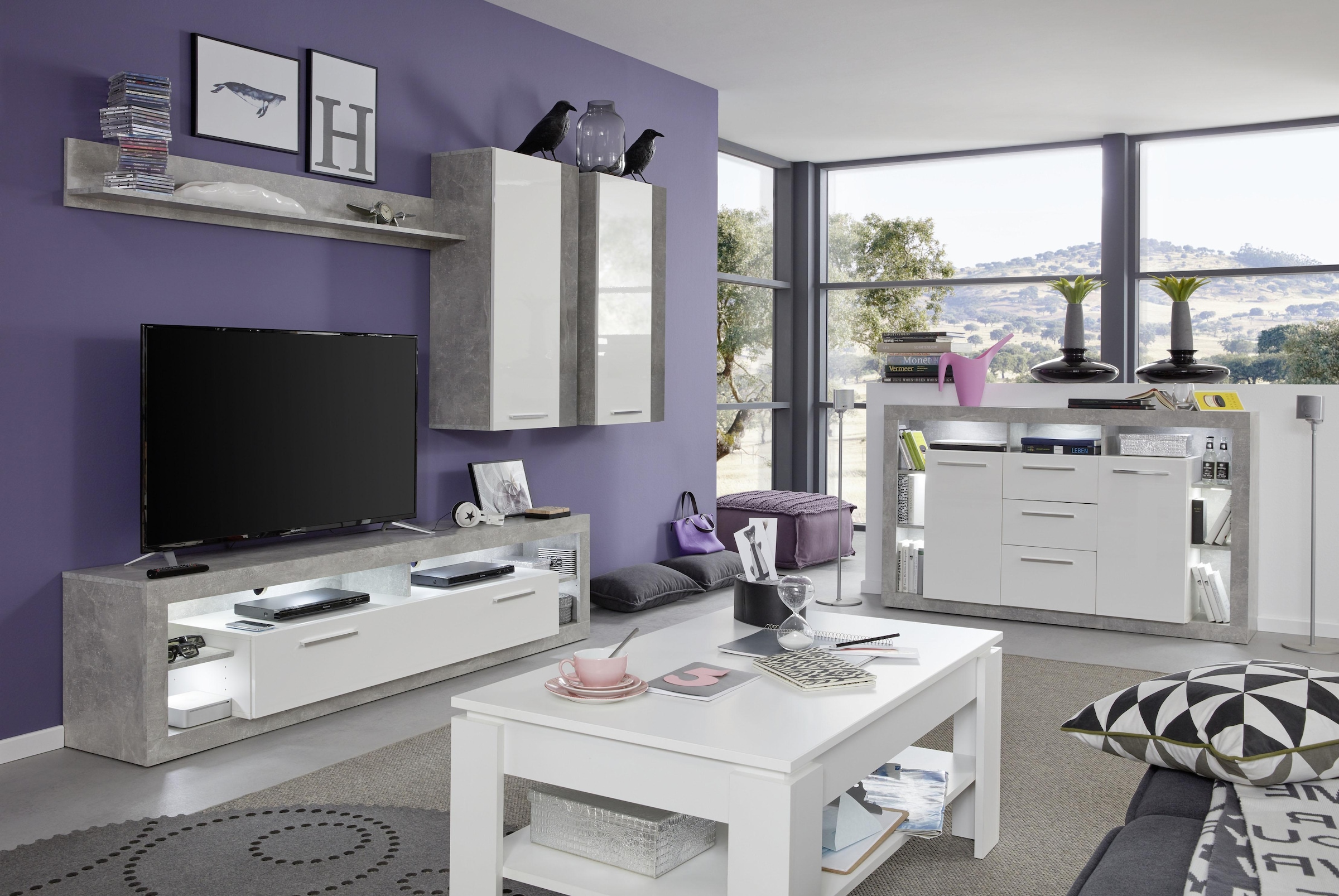 INOSIGN Hängevitrine »Gwendolyn«, Hängeschrank fürs Wohnzimmer mit 3 Fächern - (B/T/H) 52/31/103 cm