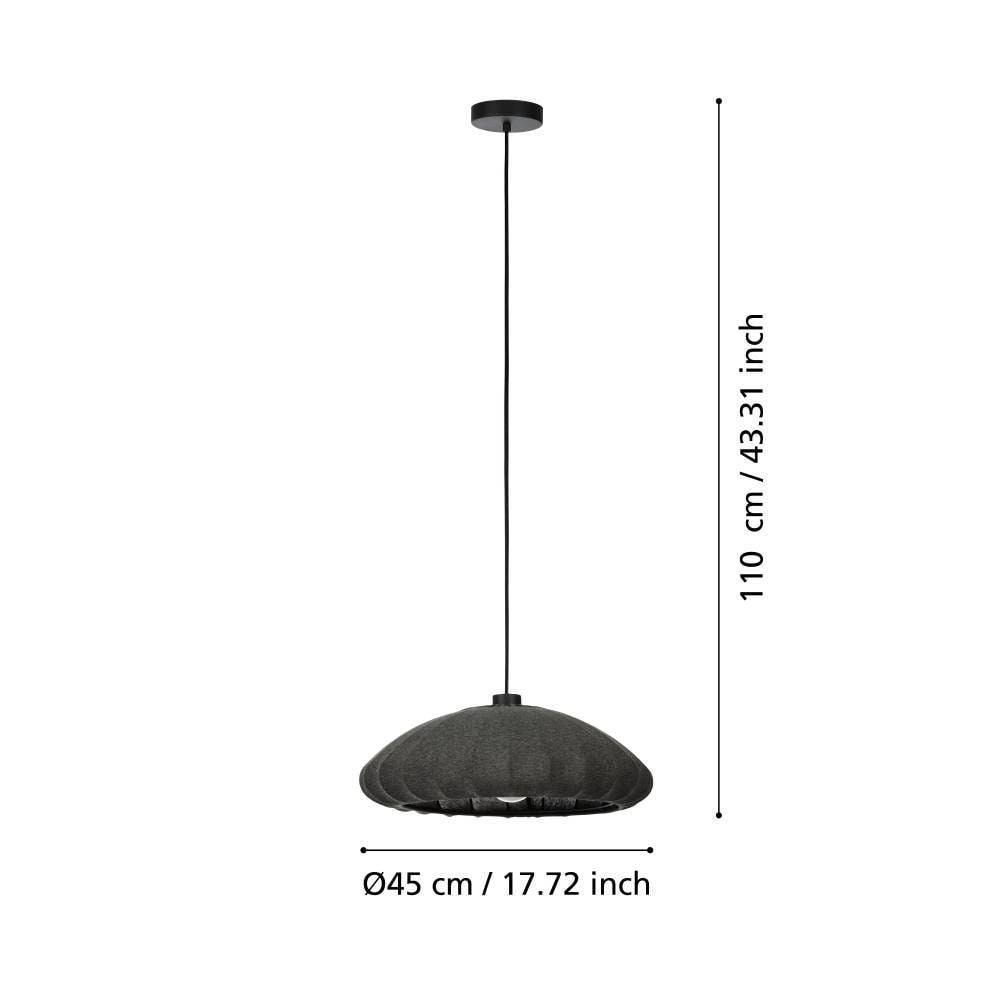 EGLO Hängeleuchte »BARLASTON«, 1 flammig-flammig, Pendelleuchte, Esszimmerlampe, Grau, Schwarz, Hängeleuchte, Ø 45cm