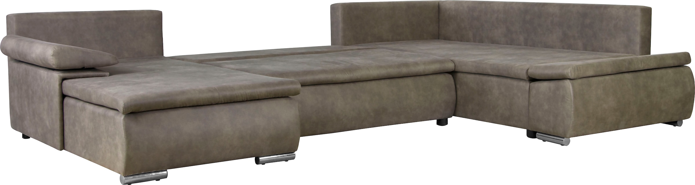 Home affaire Wohnlandschaft »Acra U-Form«, mit Bettfunktion und Bettkasten, in Mattenoptik