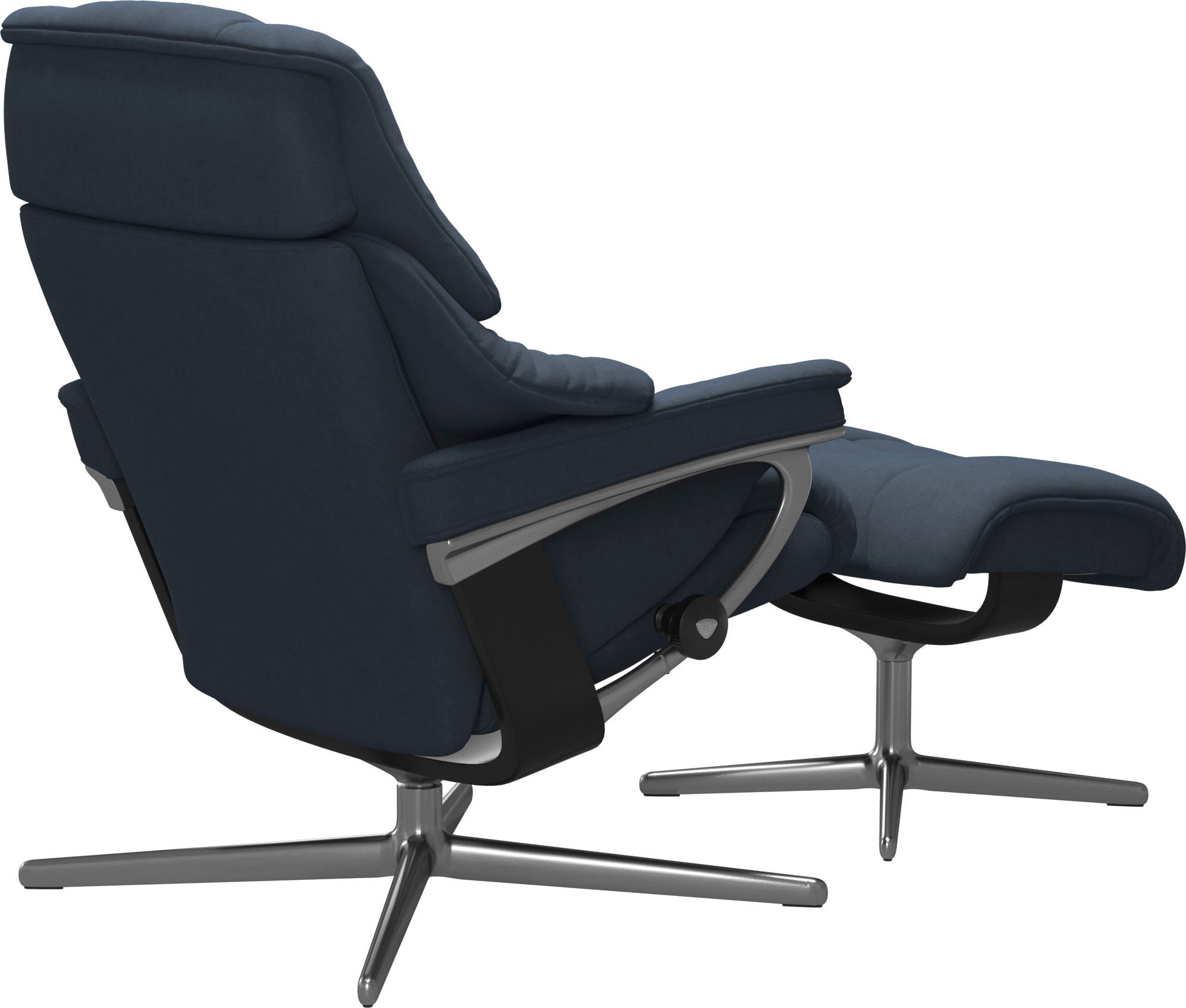 Stressless® Relaxsessel »Reno«, (Set, Relaxsessel mit Hocker), mit Hocker, mit Cross Base, Größe S, M & L, Holzakzent Schwarz