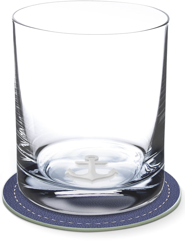 Contento Whiskyglas, (Set, 4 tlg., 2 Whiskygläser und 2 Untersetzer)