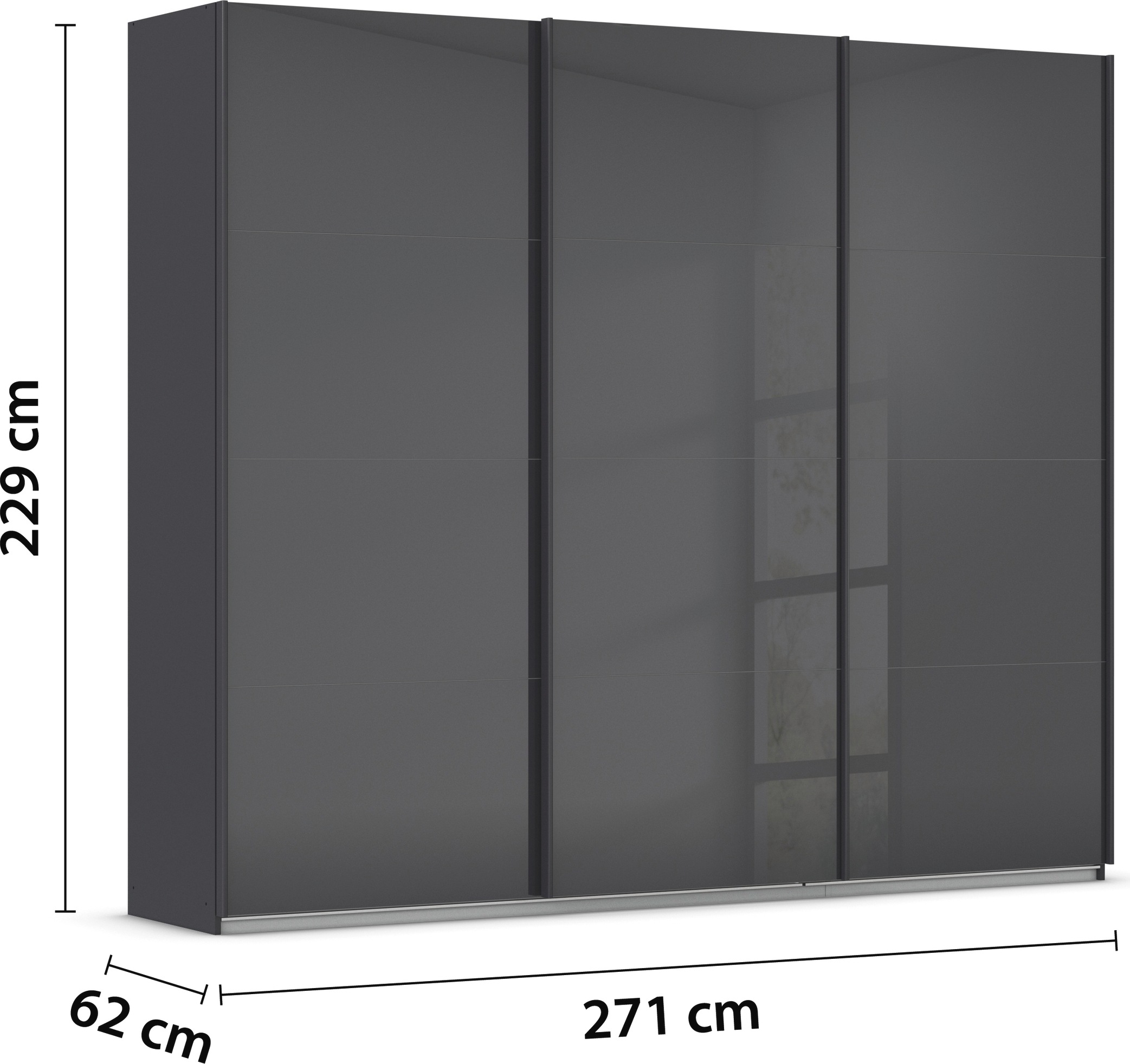 rauch Schwebetürenschrank »Kleiderschrank Schrank Garderobe AGORDO mit Glasfront«, durchdachte Innenausstattung, in 4 Breiten und 2 Höhen MADE IN GERMANY