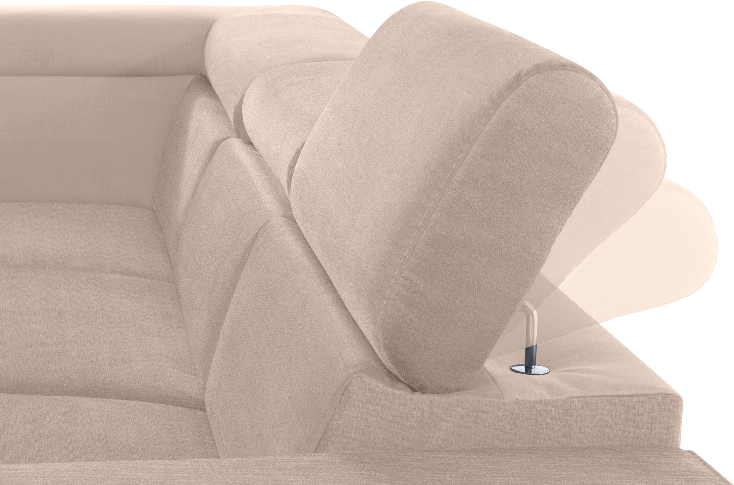 COTTA Ecksofa »Morven L-Form mit Kopfteilverstellung«, wahlweise mit Bettfunktion, Bettkasten & Wireless-Charger