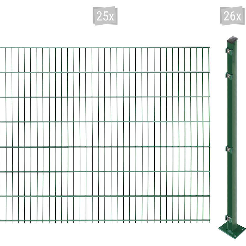 ARVOTEC Doppelstabmattenzaun »EASY 143 zum Aufschrauben« Zaunhöhe 143 cm, Zaunlänge 2 - 60 m dunkelgrün