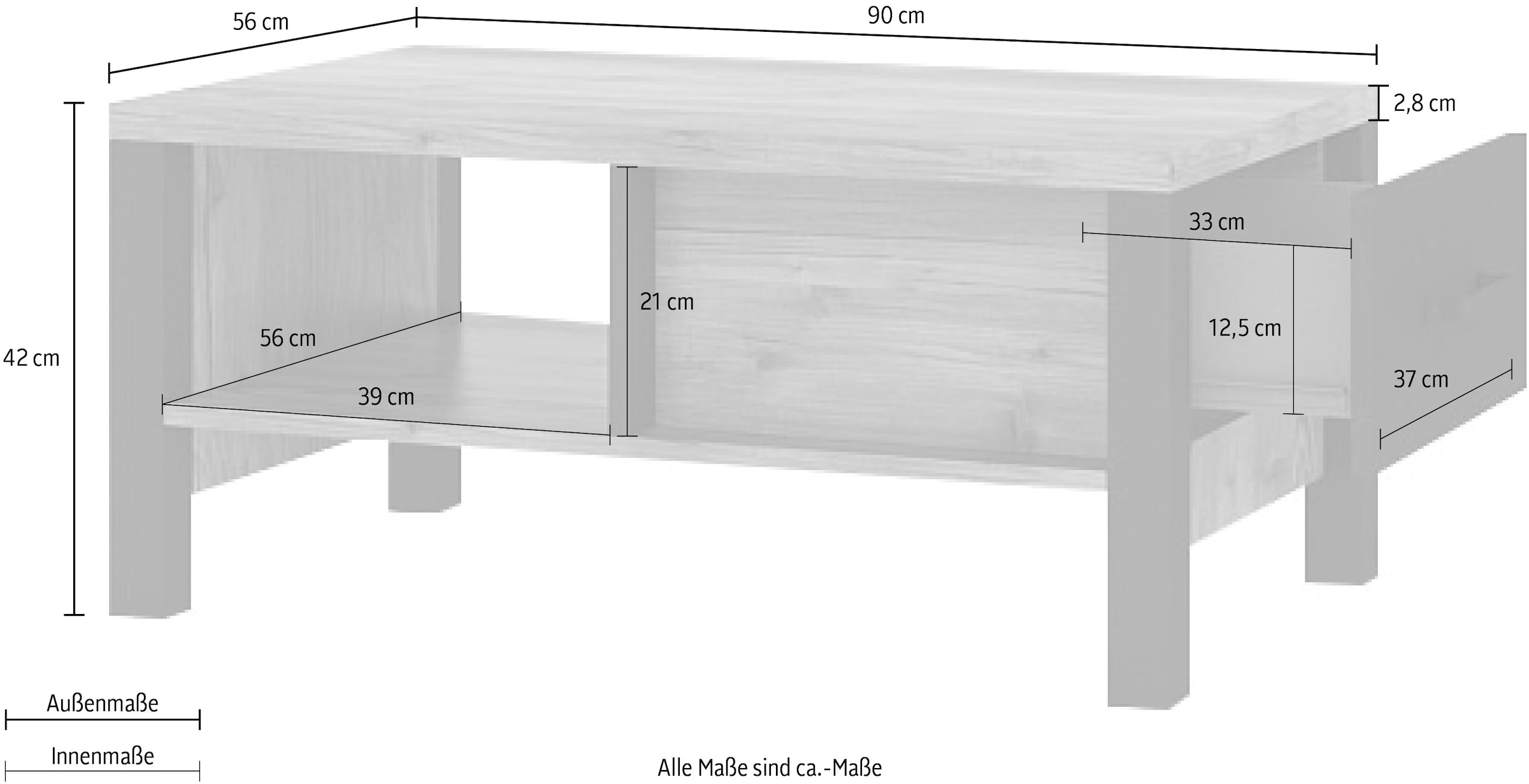 Helvetia Couchtisch »Olin«, Breite 90 cm