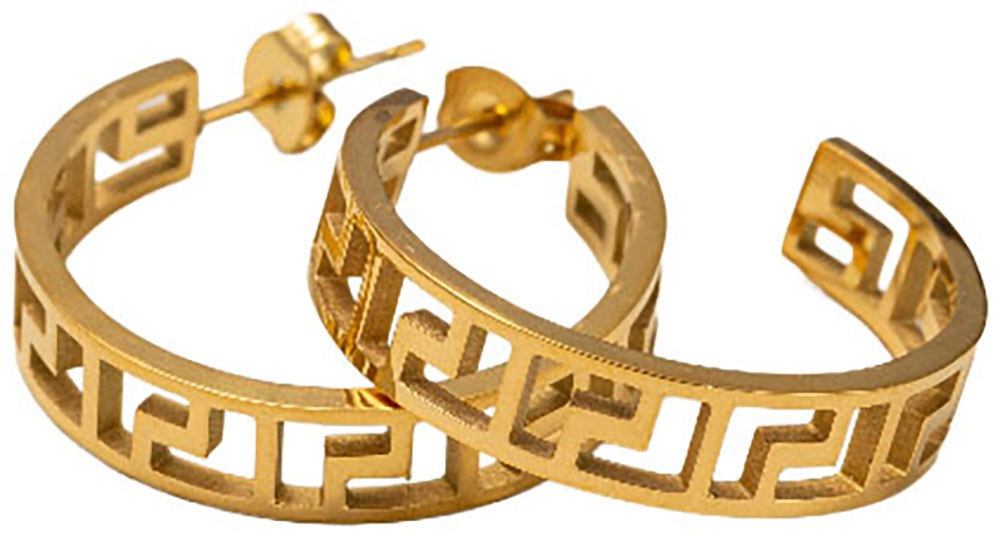 Firetti Paar Creolen »Schmuck Geschenk Edelstahl Ohrschmuck Ohrringe Mäander« Made in Germany