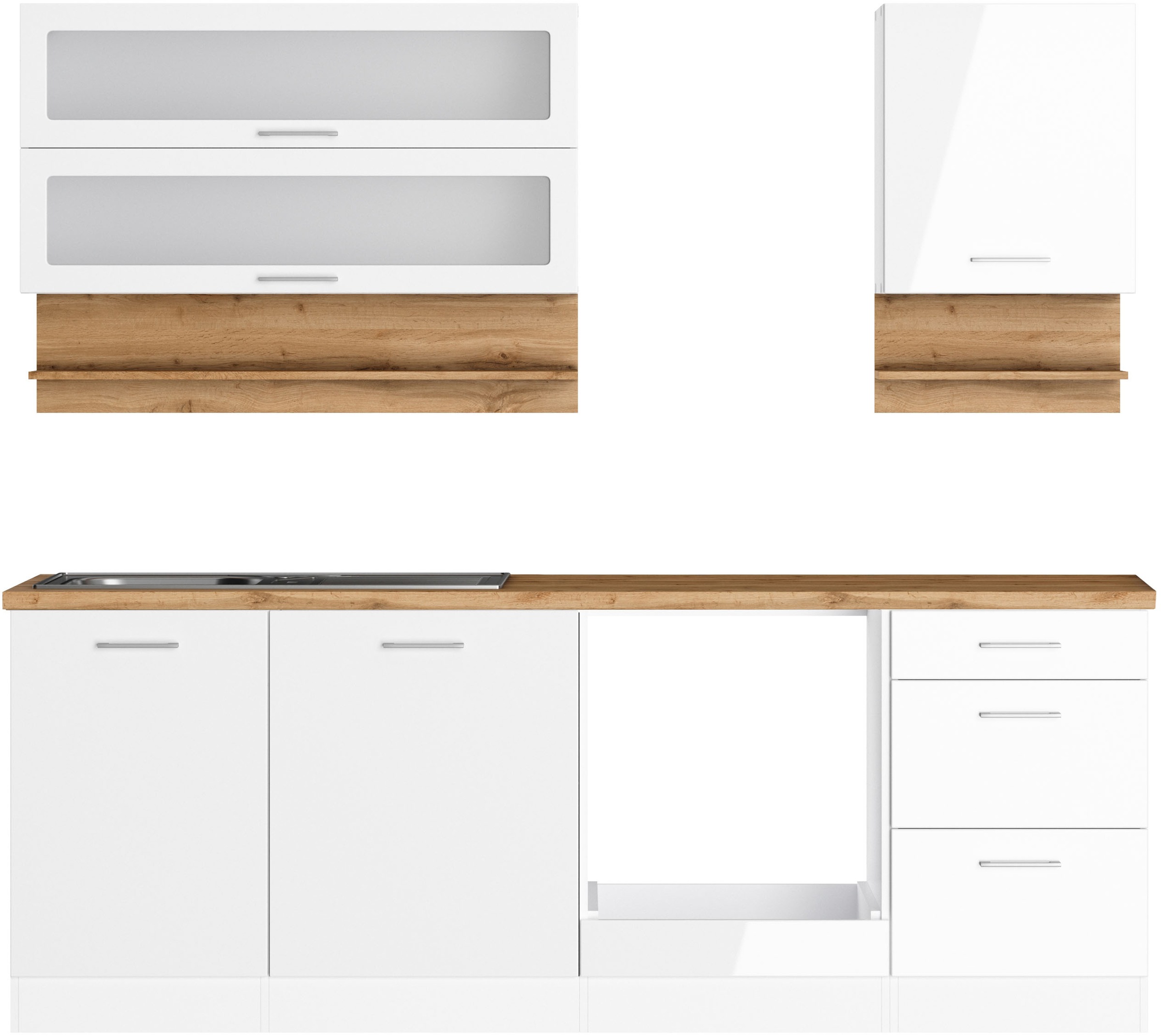 KOCHSTATION Küchenzeile »KS-Milan«, 220 cm breit, robuste Metallauszüge, vi günstig online kaufen