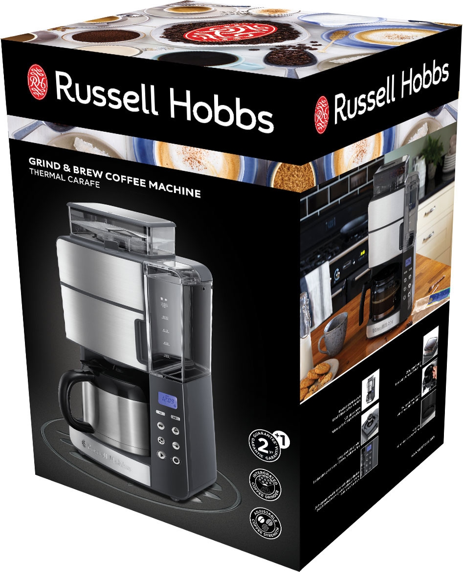 RUSSELL HOBBS Kaffeemaschine mit Mahlwerk »Grind & Brew 25620-56«, 1,25 l Kaffeekanne, Papierfilter, 1x4, mit Thermokanne