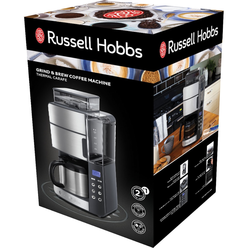 RUSSELL HOBBS Kaffeemaschine mit Mahlwerk »Grind & Brew 25620-56«, 1,25 l Kaffeekanne, Papierfilter, 1x4, mit Thermokanne