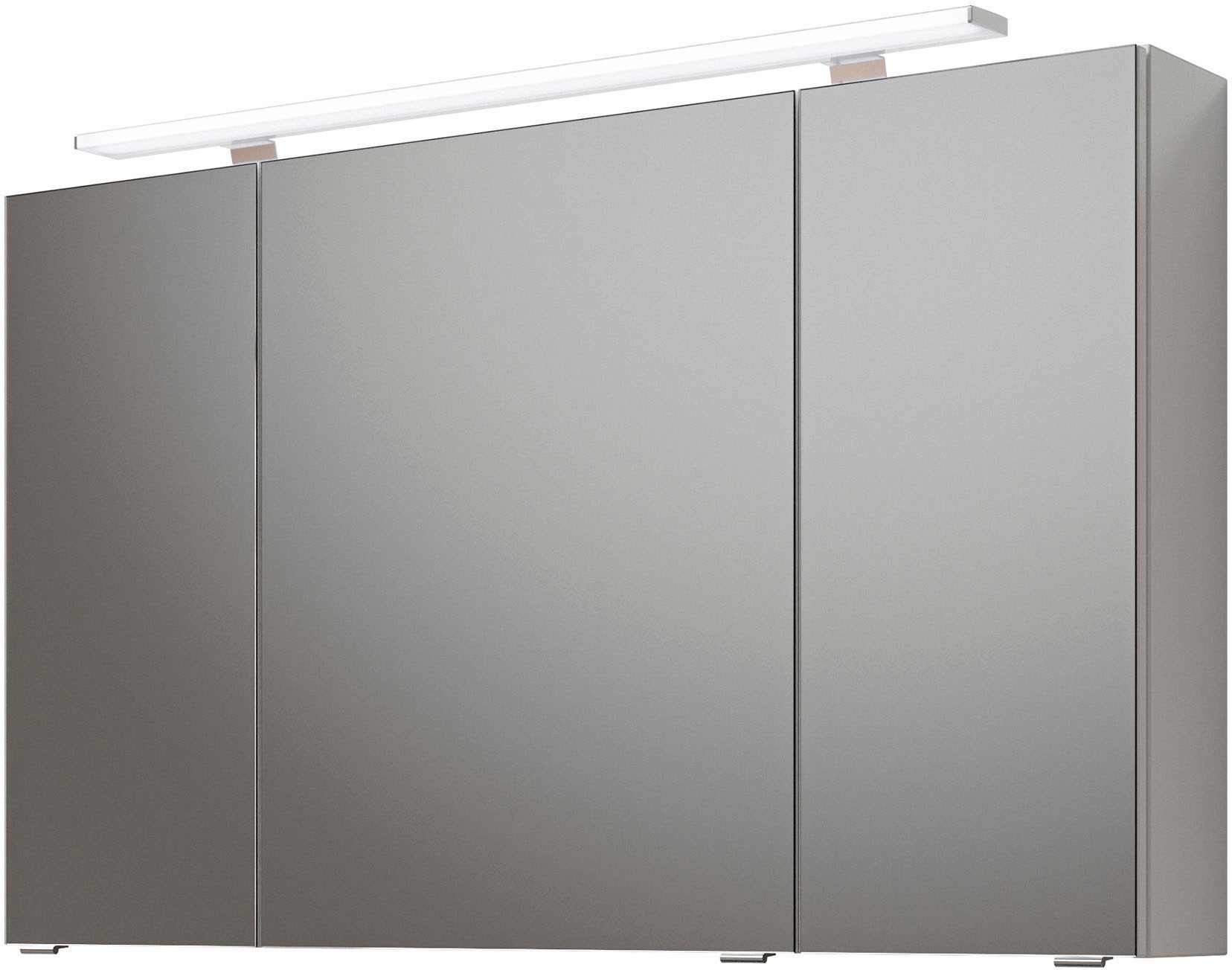 Saphir Badmöbel-Set »Serie 6025 2-teilig Mineralmarmor-Waschtisch mit LED-Spiegelschrank«, (2 St.), Waschplatz 117cm breit, 2 Schubladen, 3 Spiegel-Türen, inkl Türdämpfer