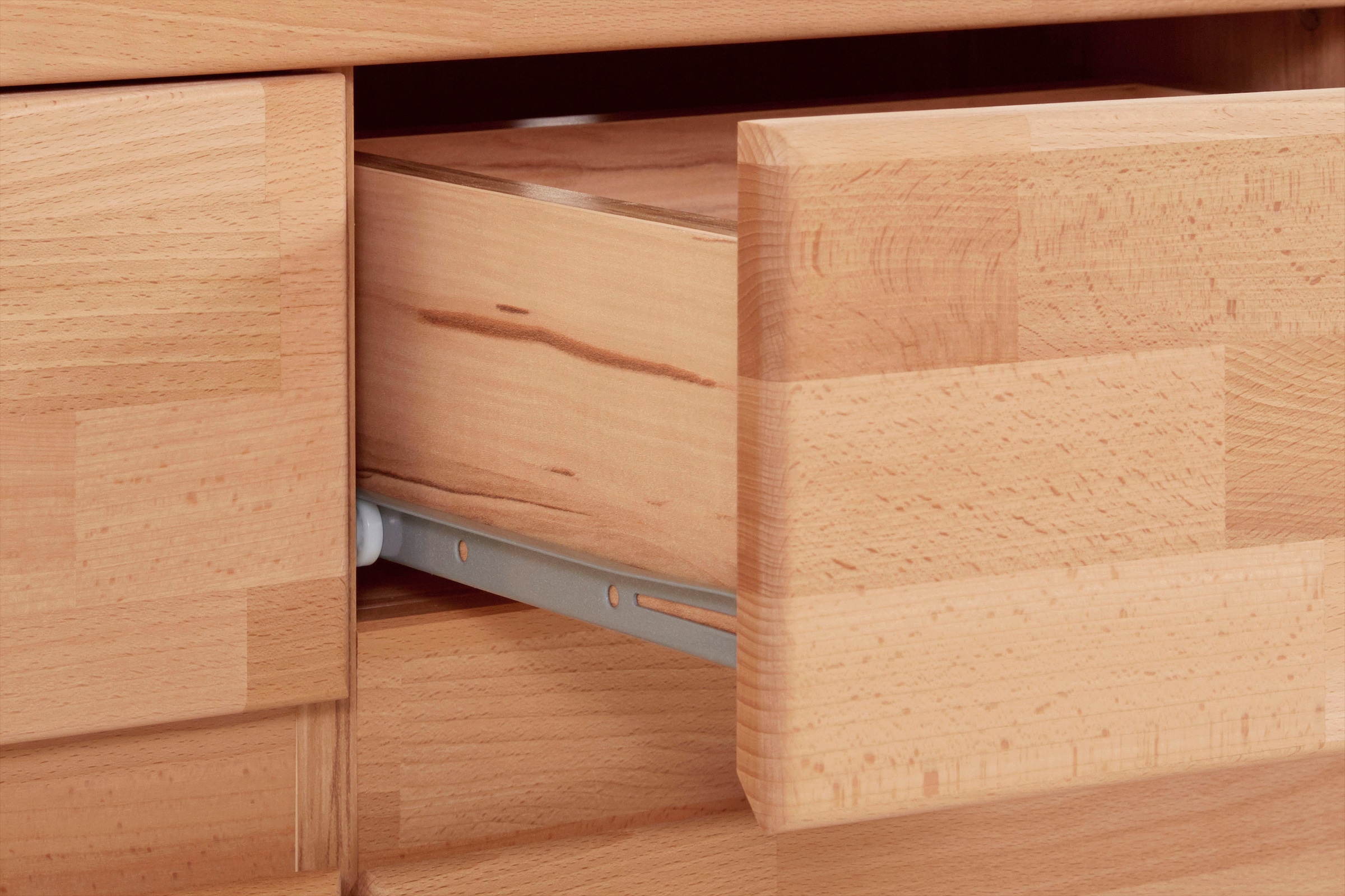 Home affaire Sideboard »Burano,127cm breit, Fronten Massivholz,3 Türen,3 Schubladen,6 Fächer«, Holz massiv,Holzwerkstoff,Griffmulden,Böden variabel einsetzbar