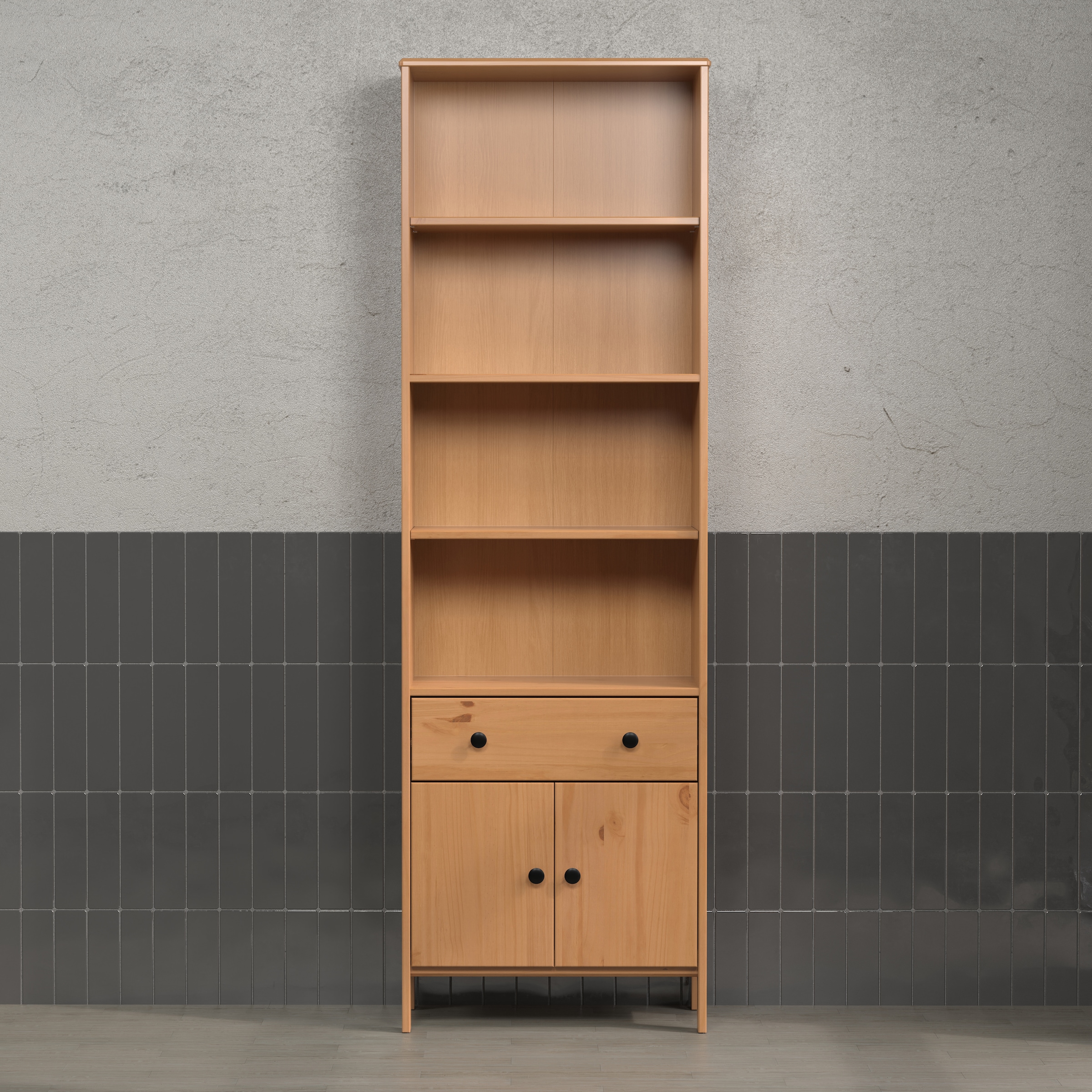 welltime Hochschrank »Kall« 1 Stk. tlg. Badezimmerschrank aus Kiefer-Massivholz - Maße (B/T/H) 60/33/188 cm